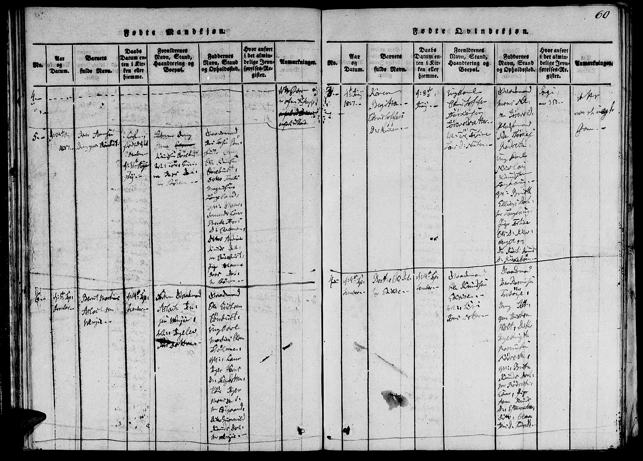 Ministerialprotokoller, klokkerbøker og fødselsregistre - Møre og Romsdal, AV/SAT-A-1454/520/L0273: Parish register (official) no. 520A03, 1817-1826, p. 60