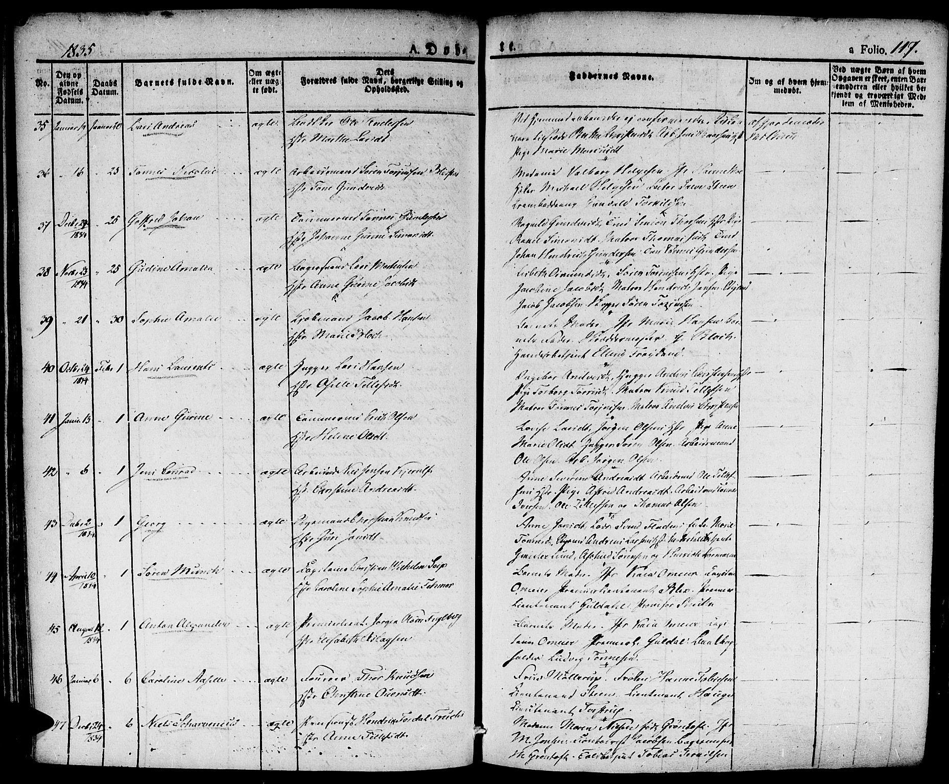 Kristiansand domprosti, SAK/1112-0006/F/Fa/L0011: Parish register (official) no. A 11, 1827-1841, p. 117