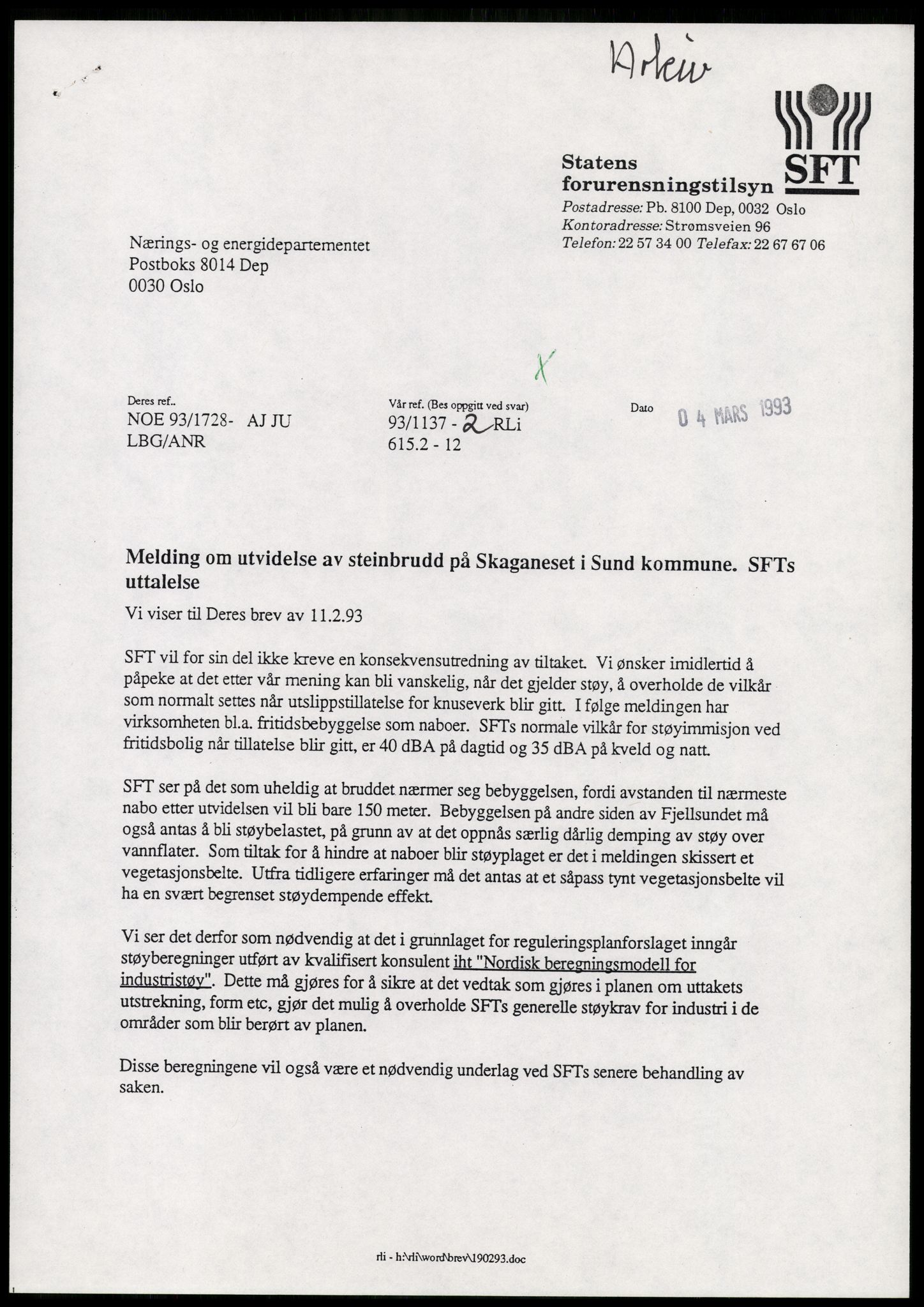 Statens forurensningstilsyn, hovedkontoret, AV/RA-S-4136/1/D/Da/L1368: Kommunalt avløpsvann, slam og avfall, vannforsyning, analyse, akvakultur og produktkontroll, 1983-1993, p. 199