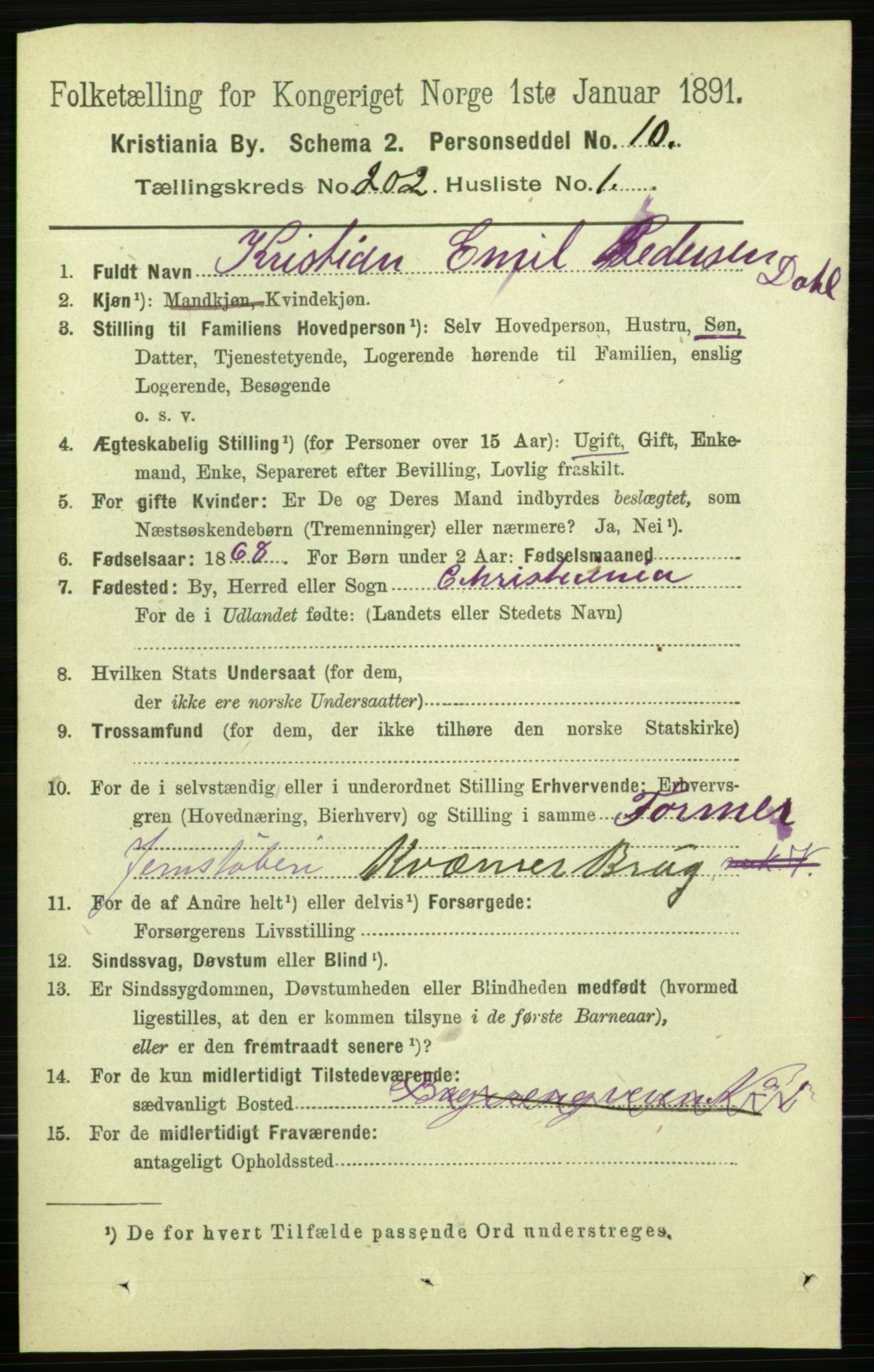 RA, 1891 census for 0301 Kristiania, 1891, p. 121530