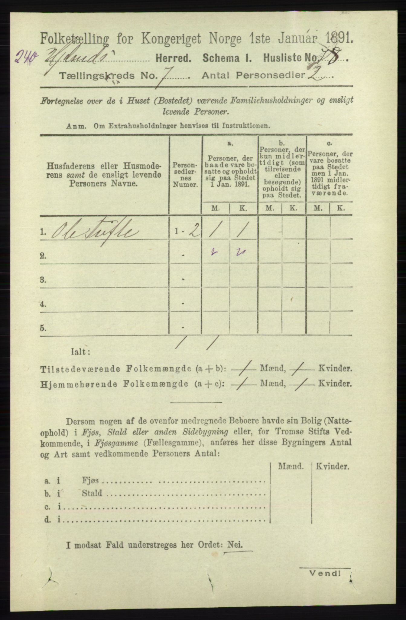 RA, 1891 census for 1133 Hjelmeland, 1891, p. 1941