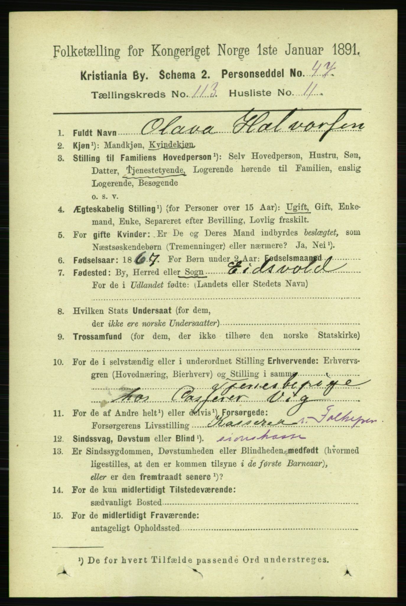 RA, 1891 census for 0301 Kristiania, 1891, p. 60322