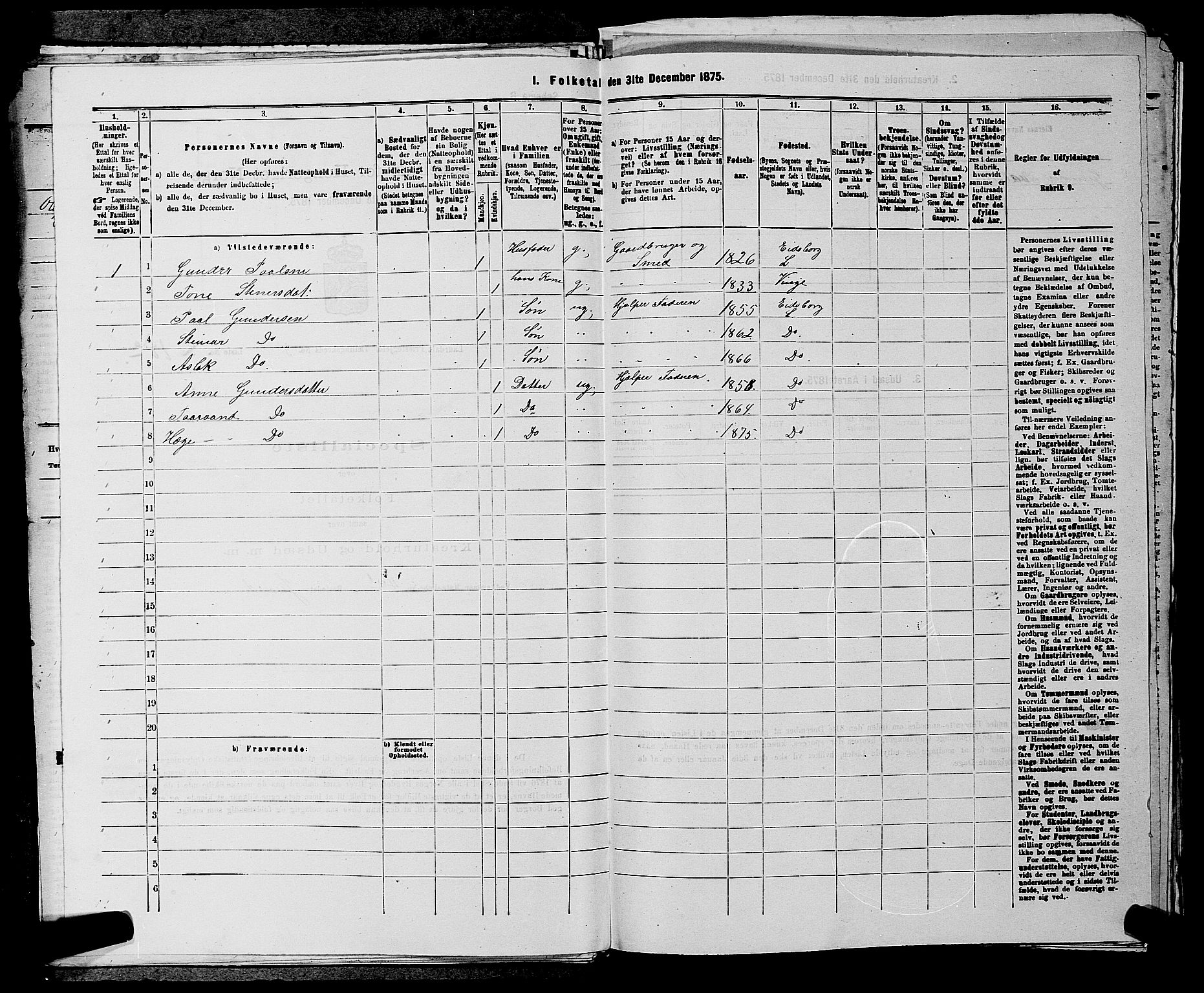 SAKO, 1875 census for 0833P Lårdal, 1875, p. 363