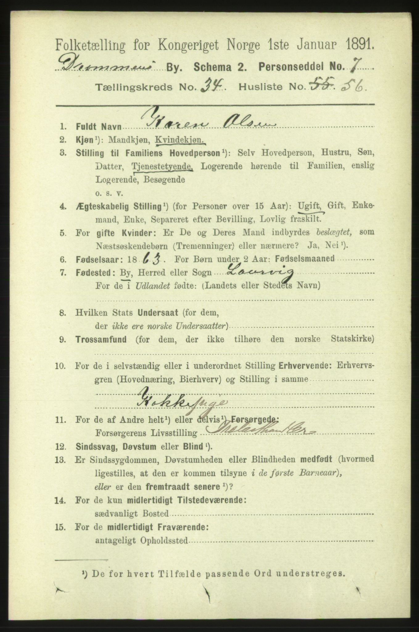 RA, 1891 census for 0602 Drammen, 1891, p. 21068