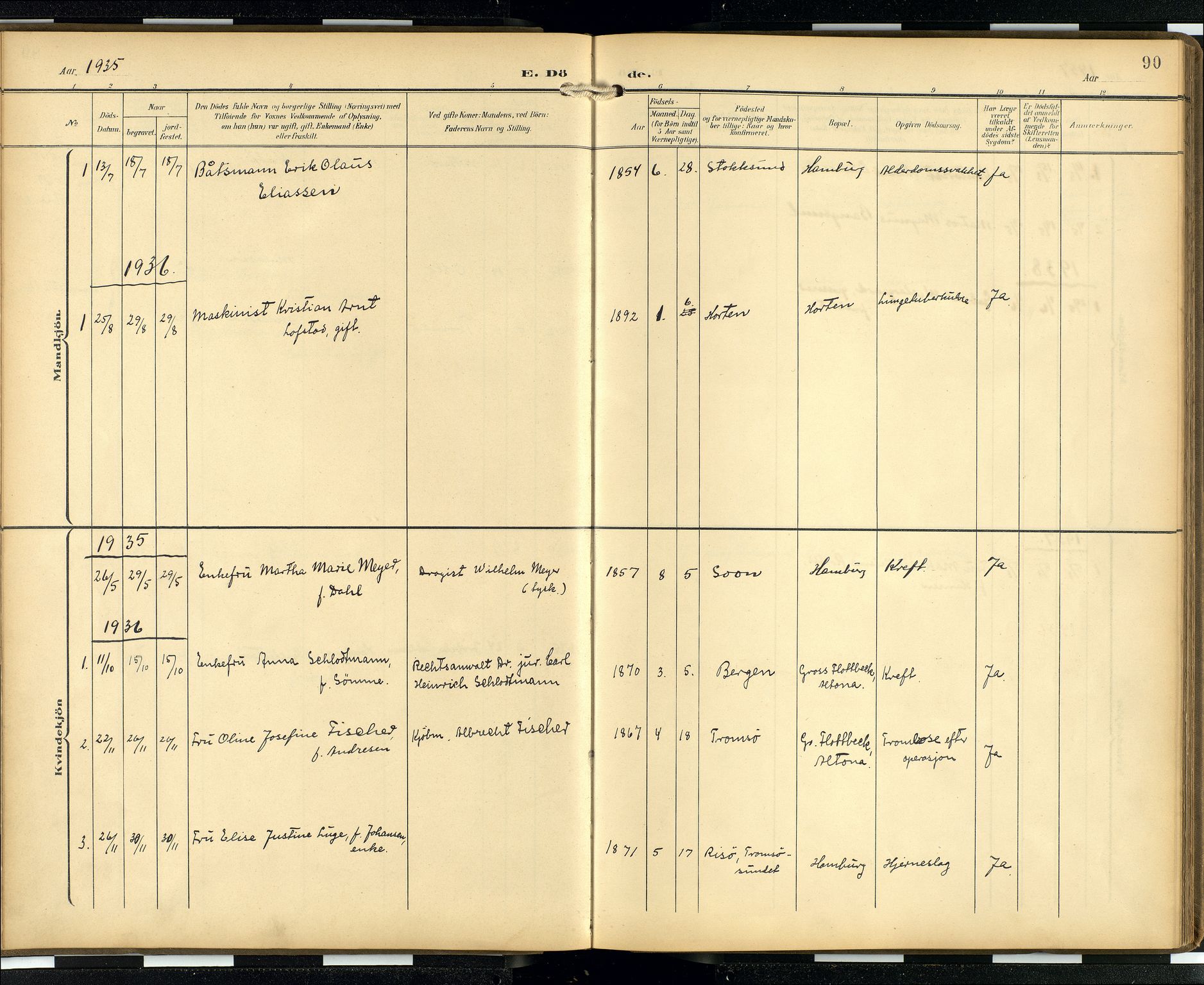 Den norske sjømannsmisjon i utlandet/Hamburg, AV/SAB-SAB/PA-0107/H/Ha/L0001: Parish register (official) no. A 1, 1907-1951, p. 89b-90a