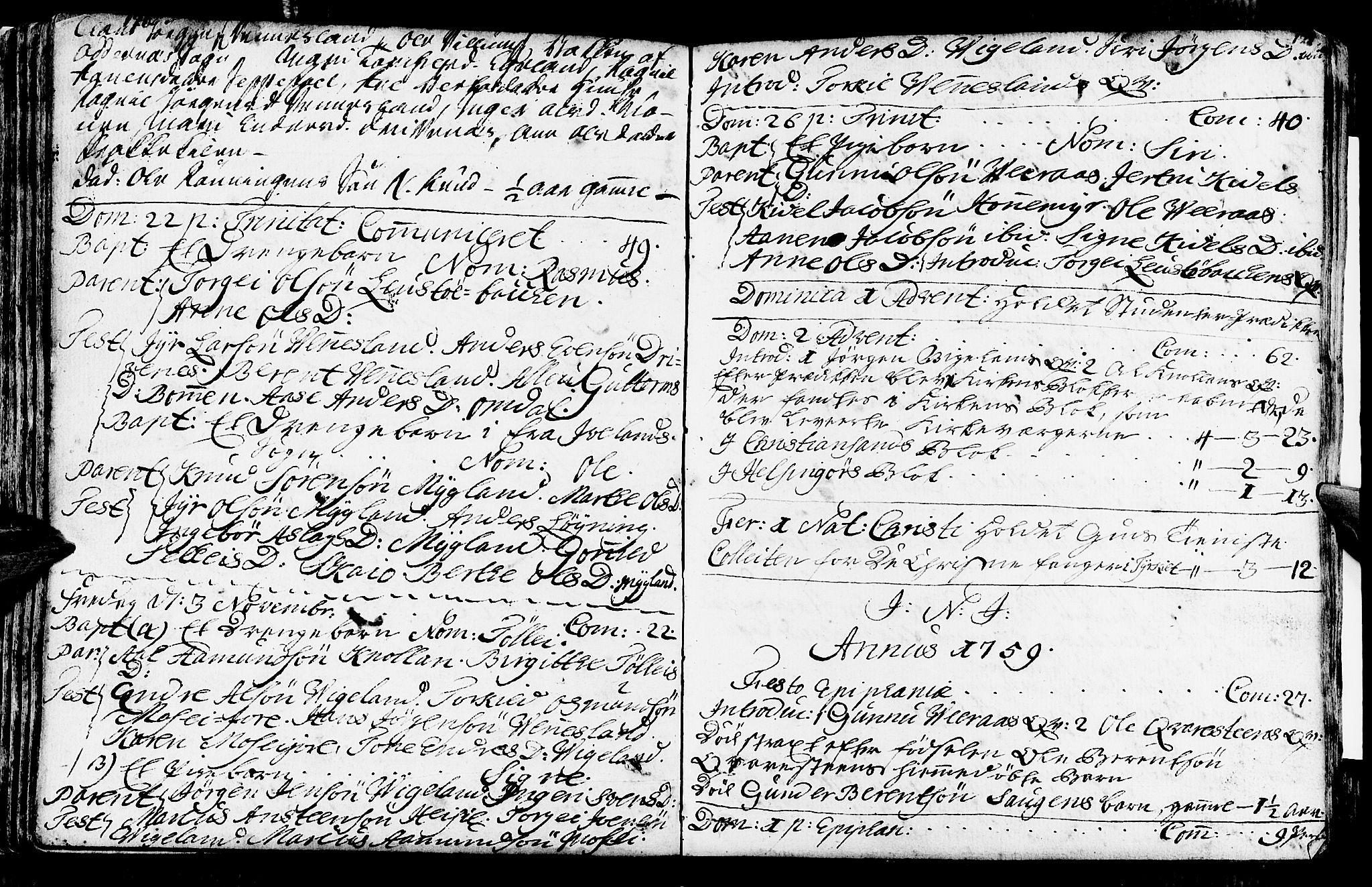 Vennesla sokneprestkontor, SAK/1111-0045/Fa/Fab/L0001: Parish register (official) no. A 1, 1741-1794, p. 120-121