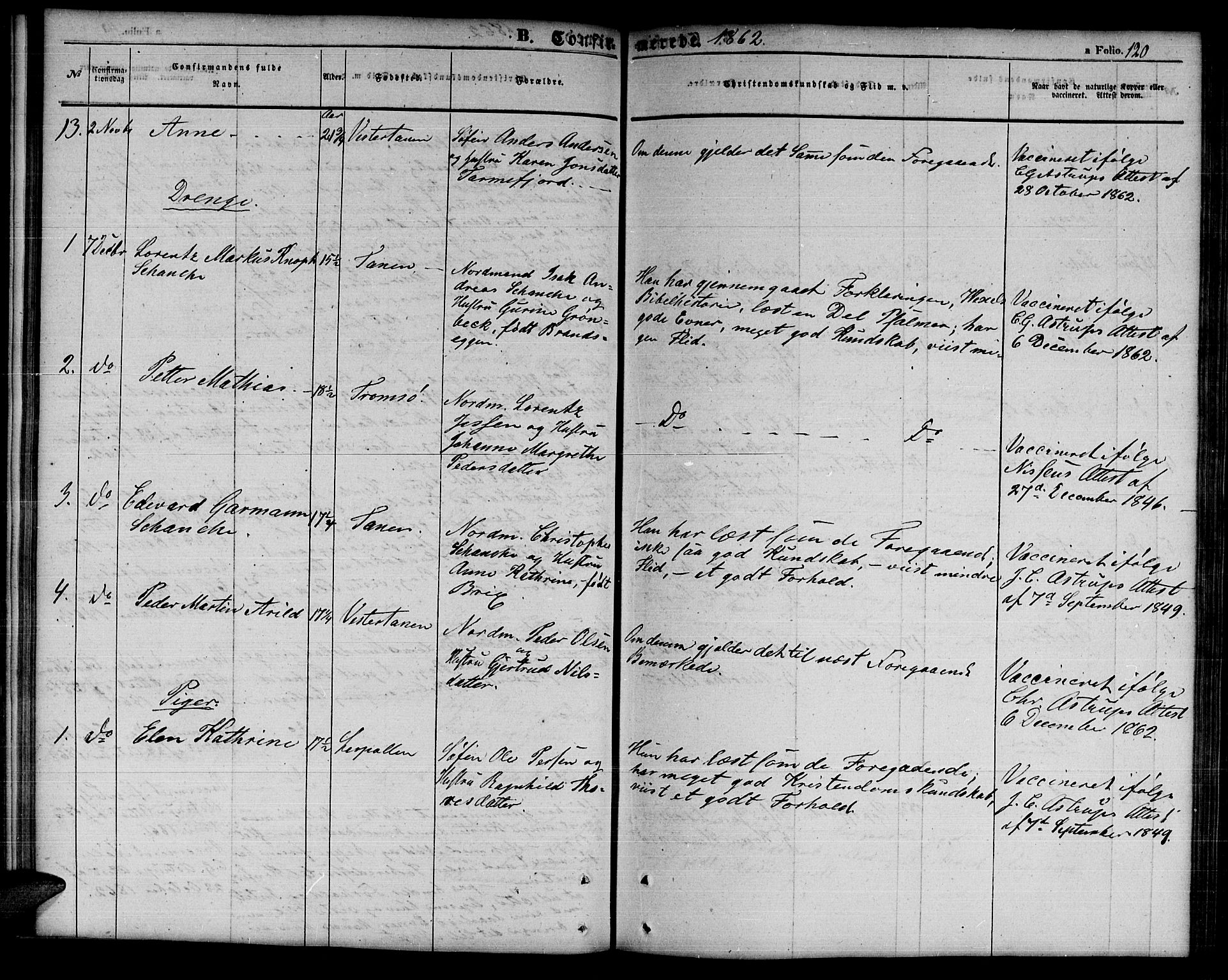 Tana sokneprestkontor, SATØ/S-1334/H/Hb/L0001klokker: Parish register (copy) no. 1 /1, 1853-1867, p. 120