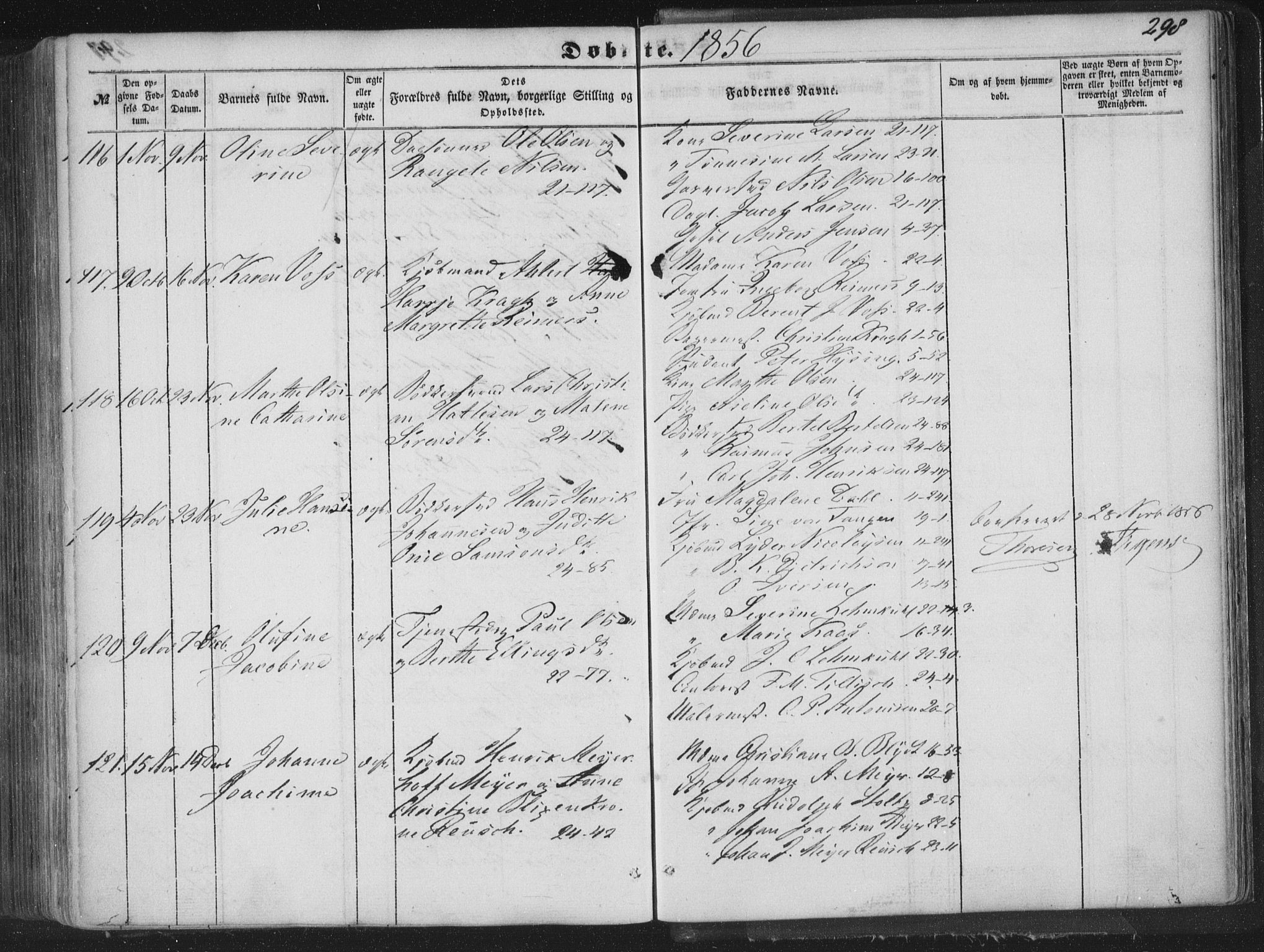 Korskirken sokneprestembete, AV/SAB-A-76101/H/Haa/L0017: Parish register (official) no. B 3, 1851-1857, p. 298