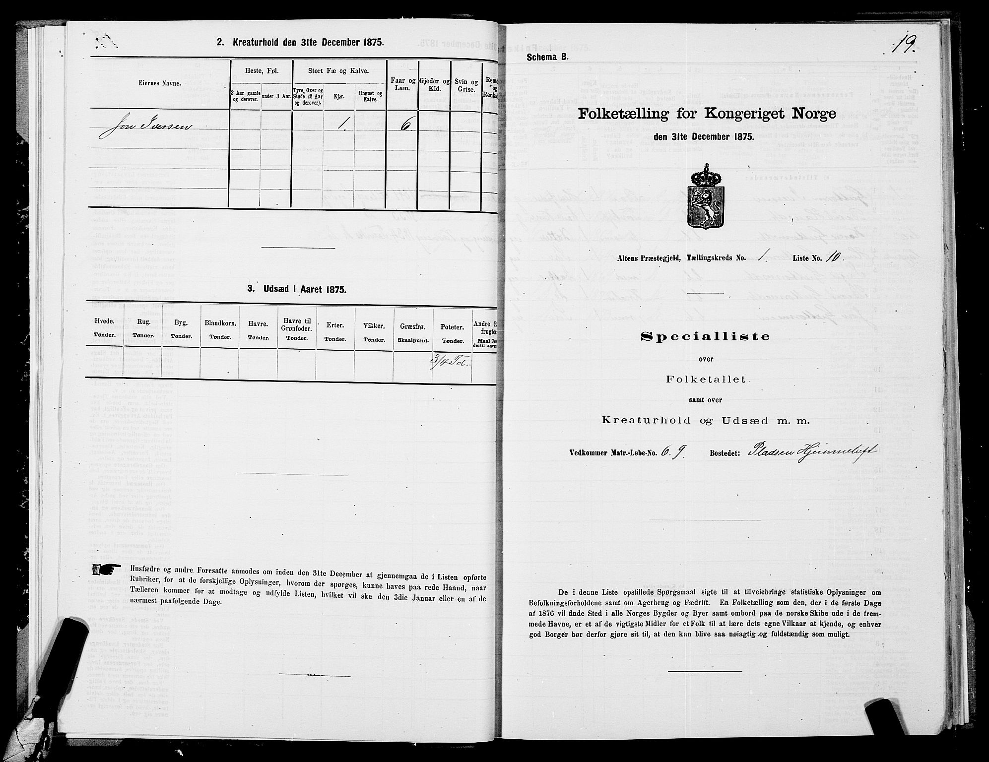 SATØ, 1875 census for 2012P Alta, 1875, p. 1019