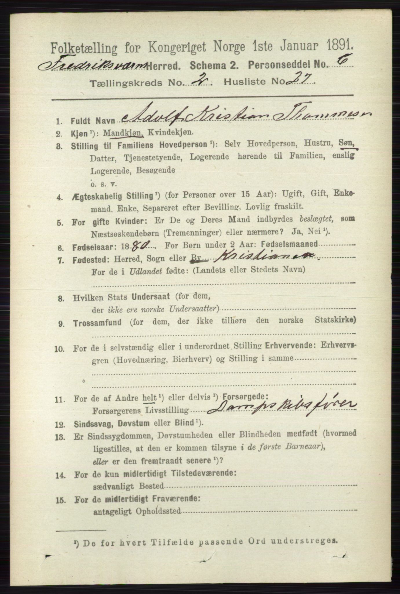 RA, 1891 census for 0798 Fredriksvern, 1891, p. 418