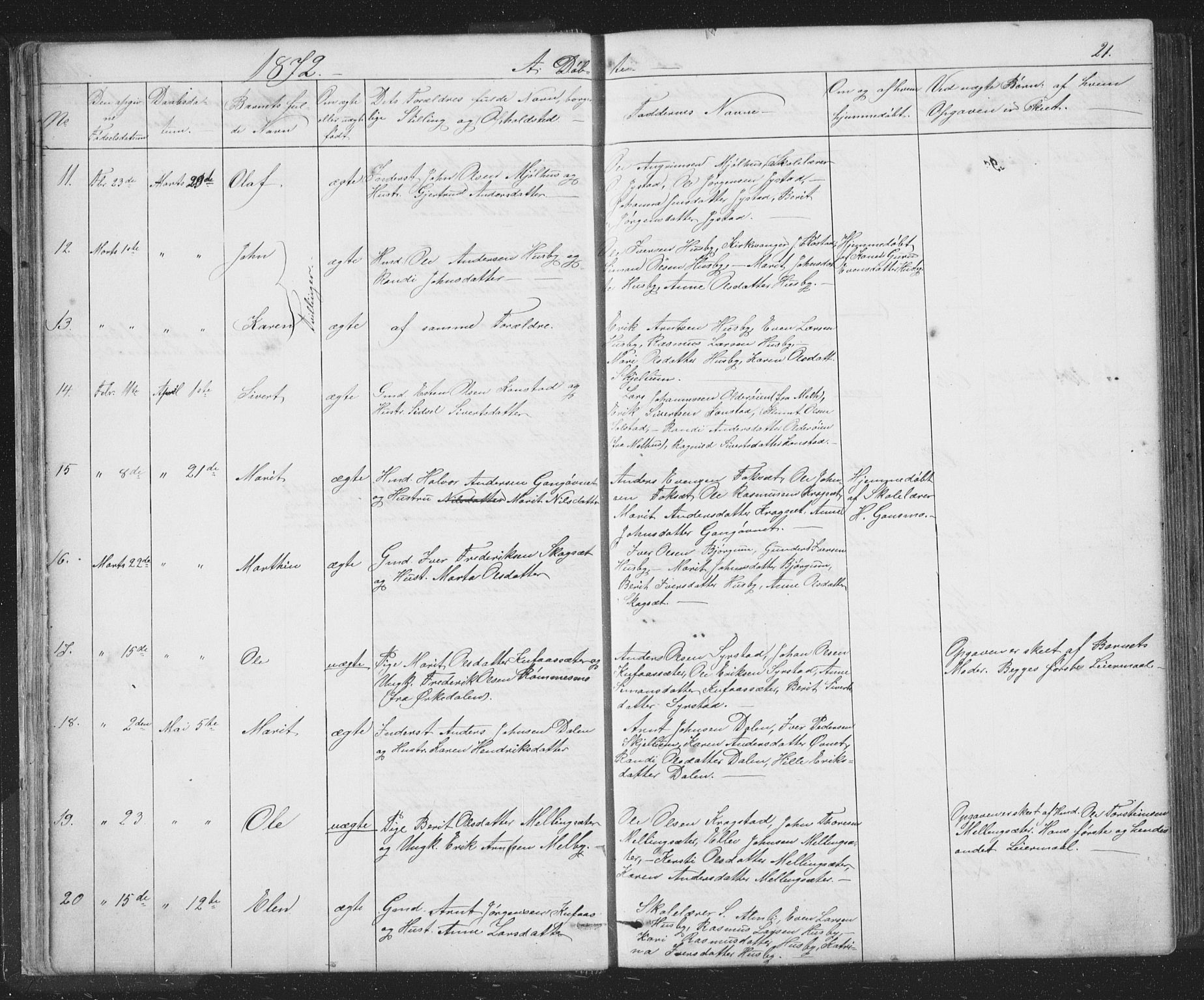 Ministerialprotokoller, klokkerbøker og fødselsregistre - Sør-Trøndelag, SAT/A-1456/667/L0798: Parish register (copy) no. 667C03, 1867-1929, p. 21