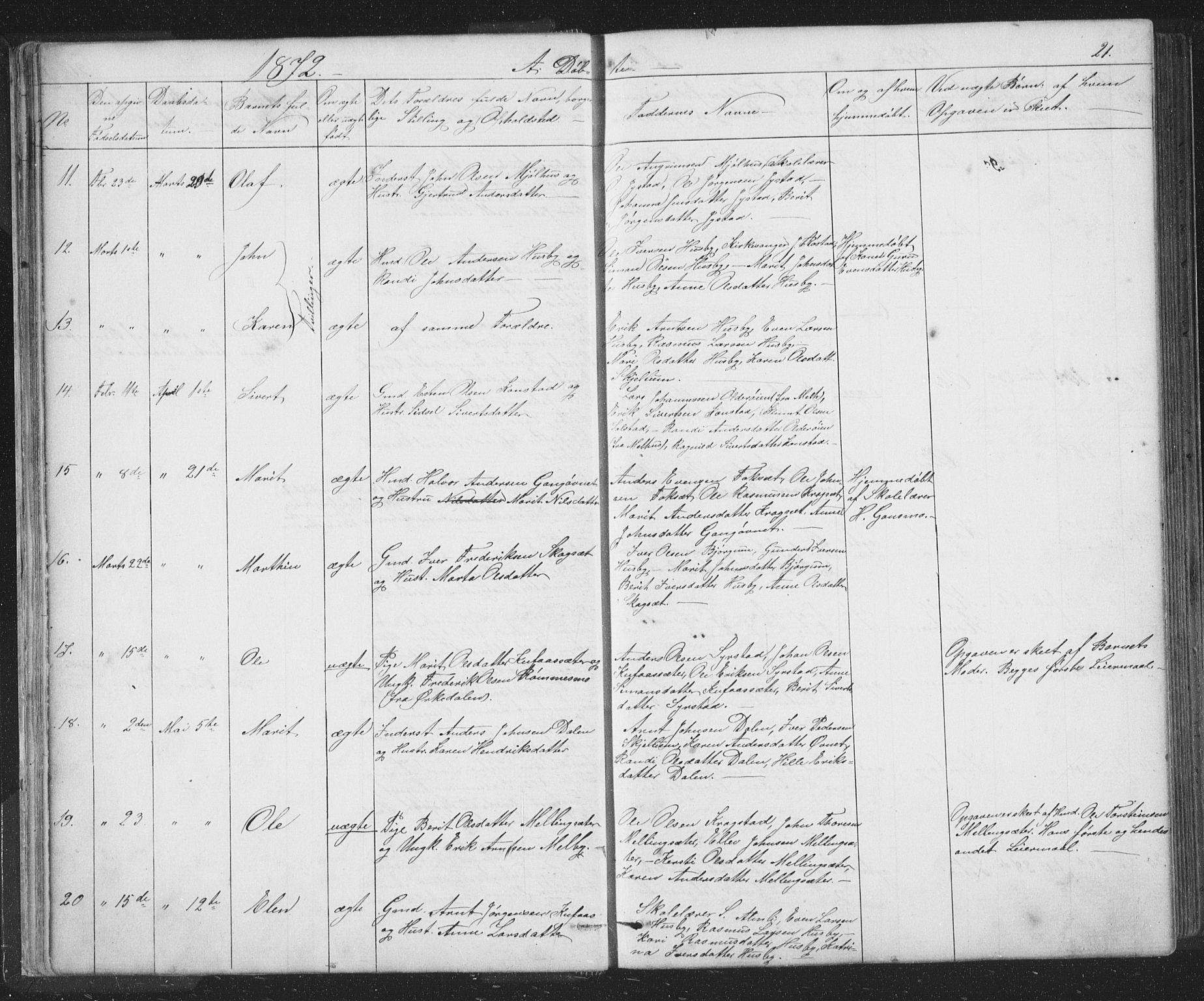 Ministerialprotokoller, klokkerbøker og fødselsregistre - Sør-Trøndelag, AV/SAT-A-1456/667/L0798: Parish register (copy) no. 667C03, 1867-1929, p. 21