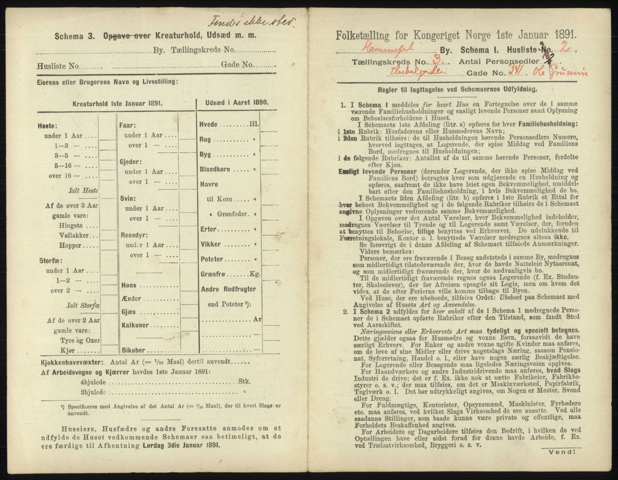 RA, 1891 census for 2001 Hammerfest, 1891, p. 575