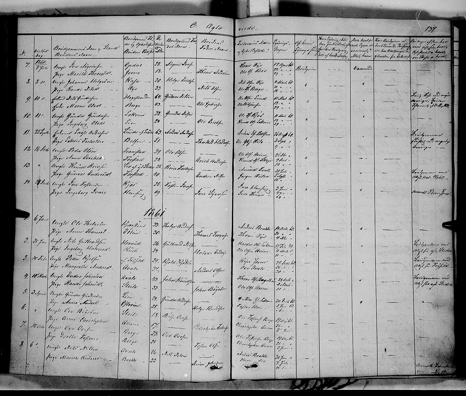 Vang prestekontor, Valdres, SAH/PREST-140/H/Ha/L0006: Parish register (official) no. 6, 1846-1864, p. 137