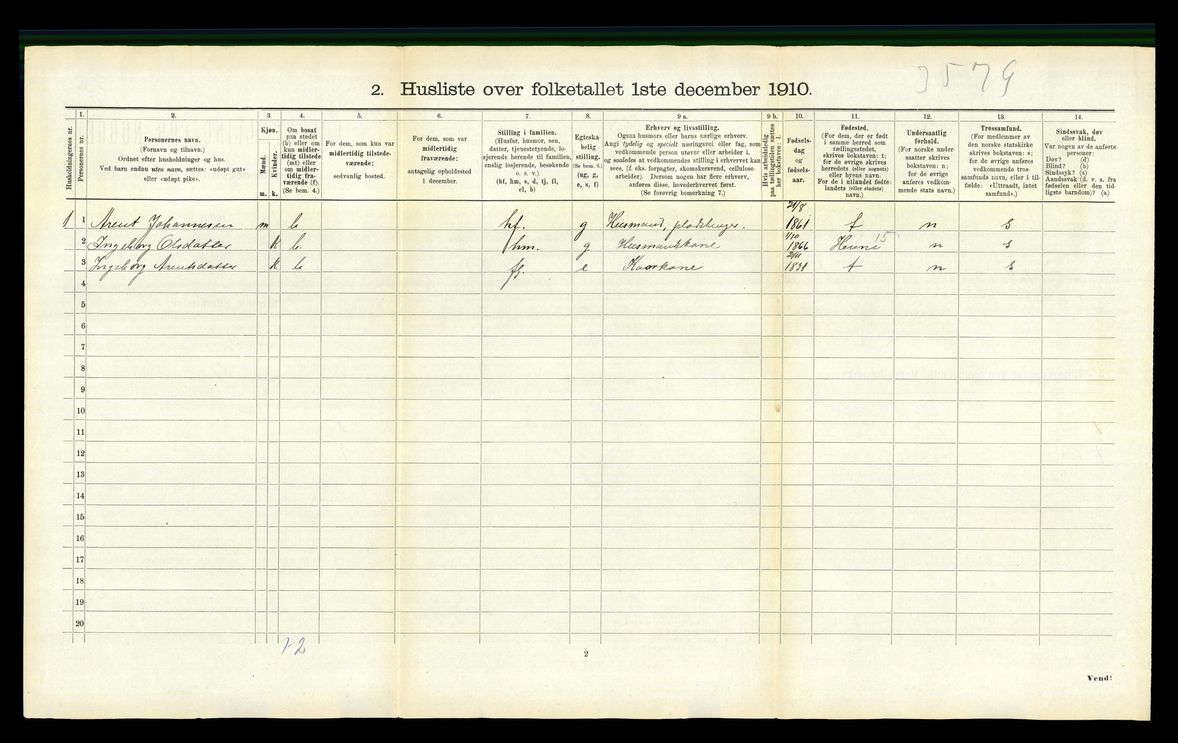 RA, 1910 census for Aure, 1910, p. 445