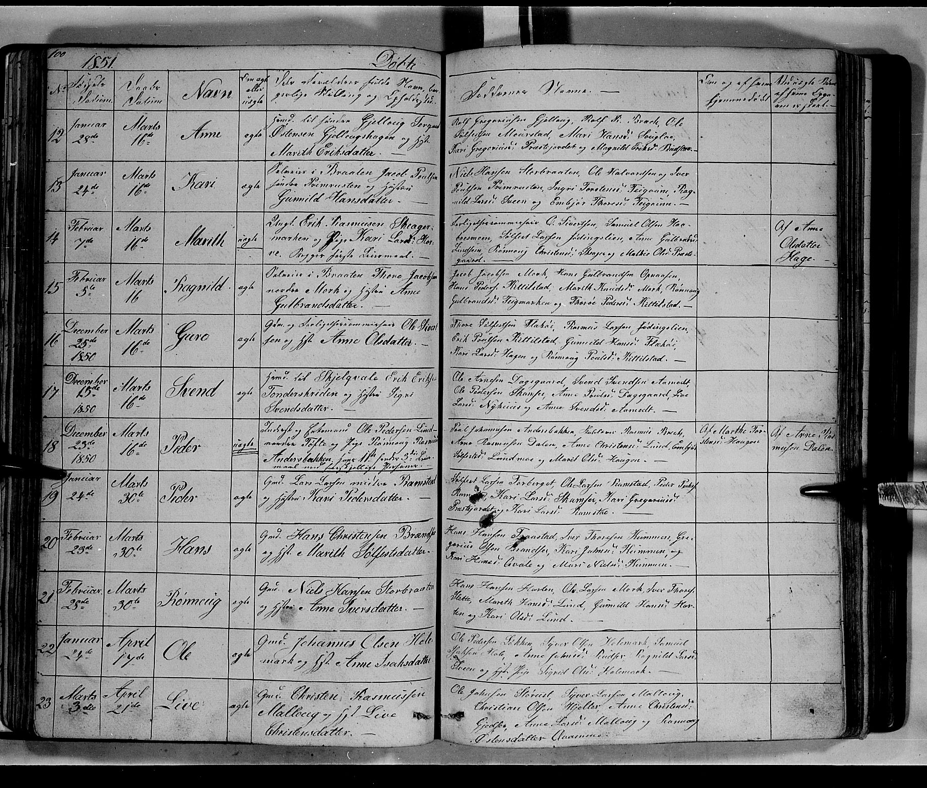 Lom prestekontor, SAH/PREST-070/L/L0004: Parish register (copy) no. 4, 1845-1864, p. 100-101