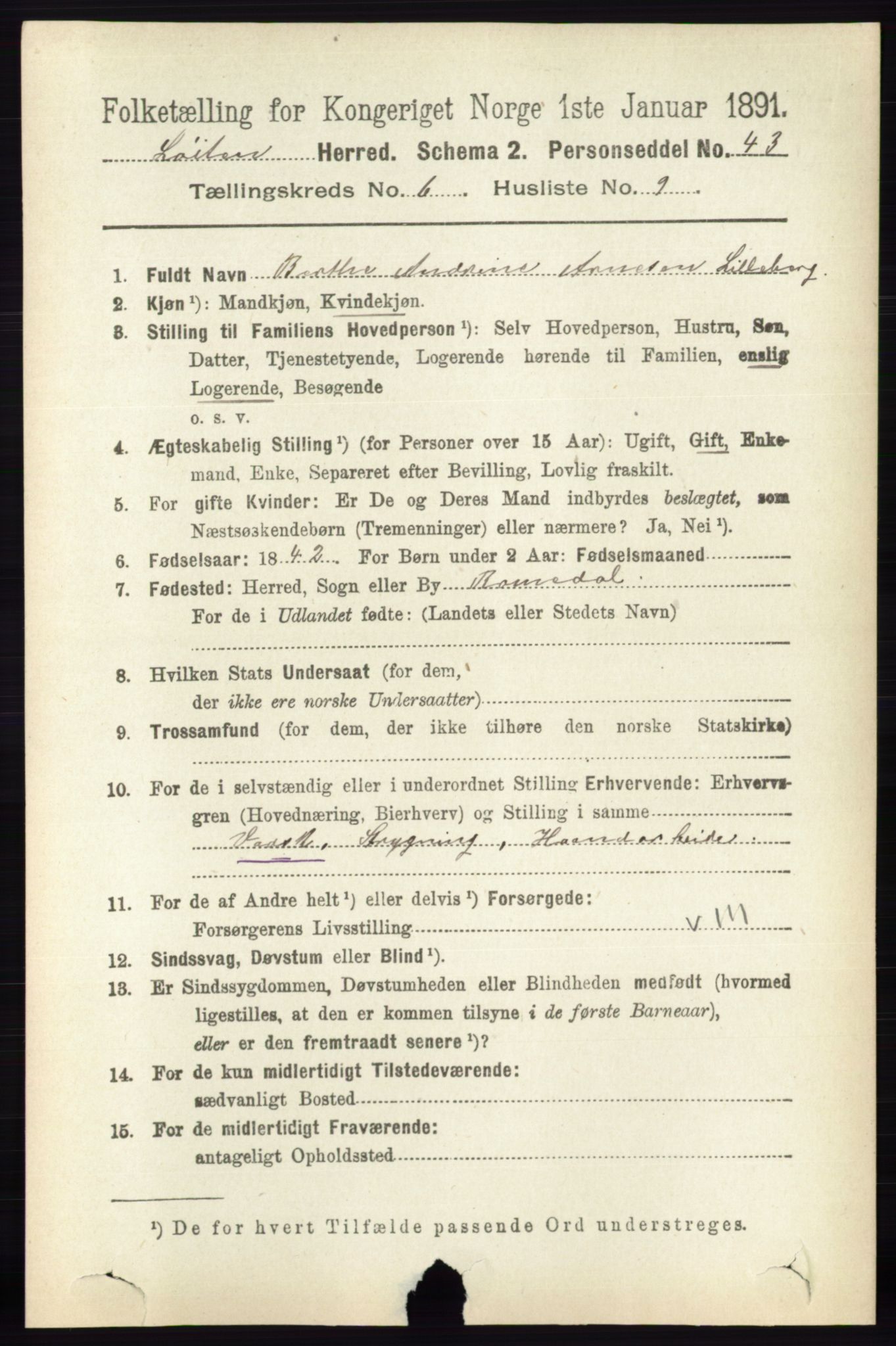 RA, 1891 census for 0415 Løten, 1891, p. 4250