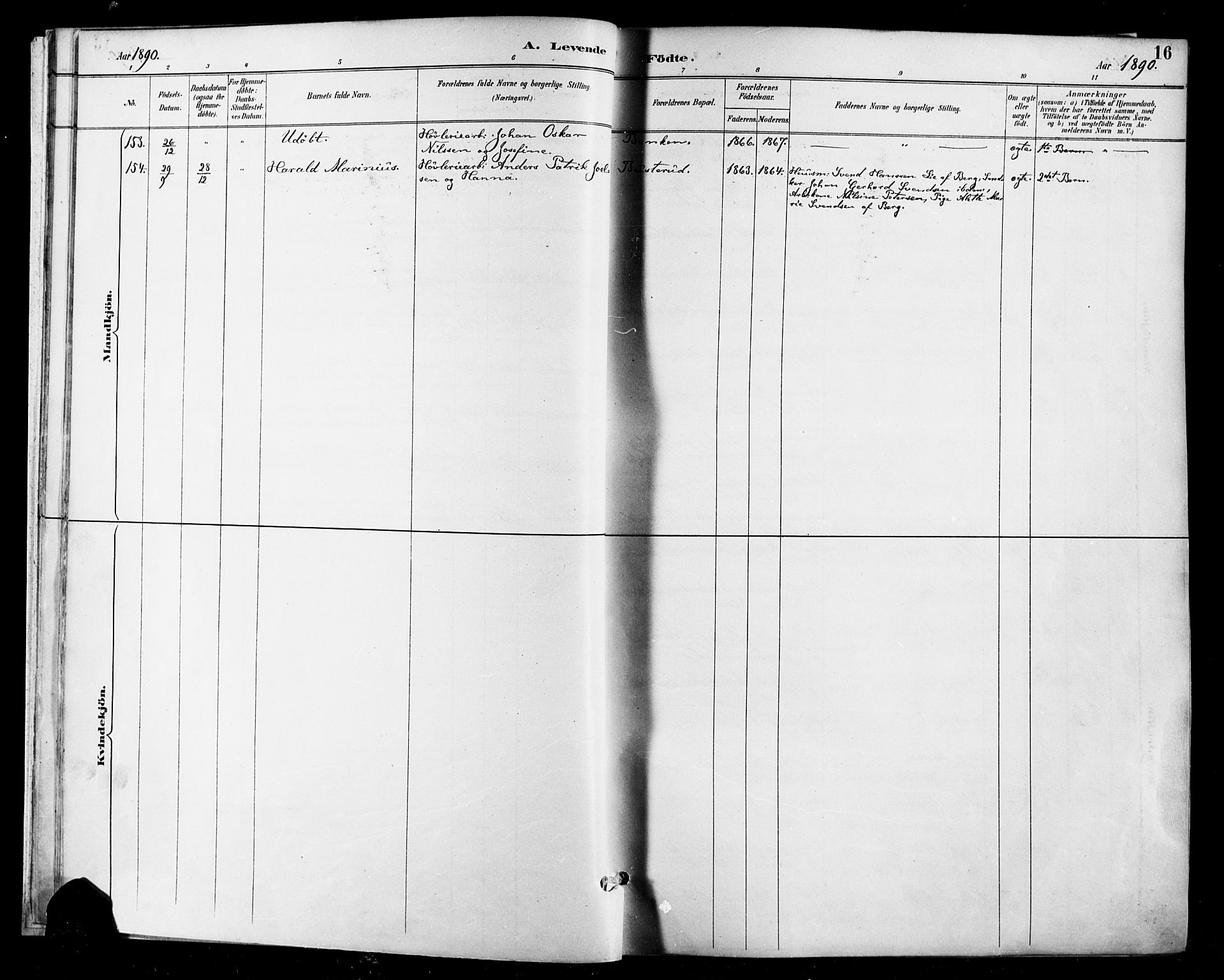 Halden prestekontor Kirkebøker, SAO/A-10909/F/Fa/L0013: Parish register (official) no. I 13, 1890-1906, p. 16