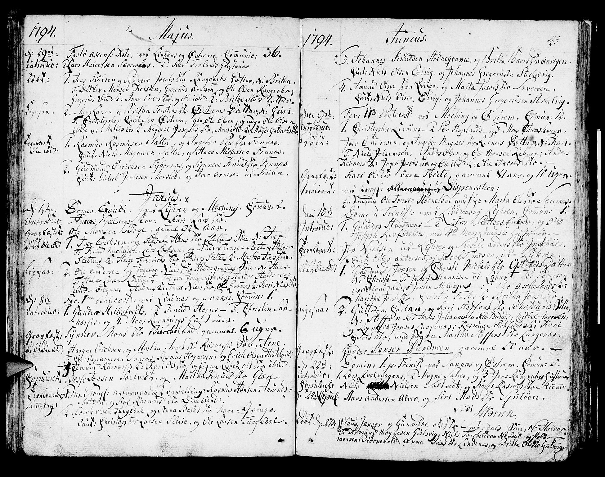 Lindås Sokneprestembete, AV/SAB-A-76701/H/Haa/Haaa/L0005: Parish register (official) no. A 5, 1791-1813, p. 45