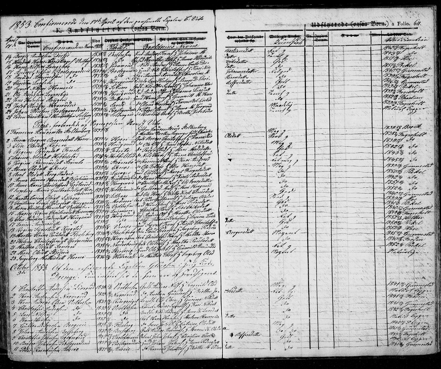 Eiker kirkebøker, AV/SAKO-A-4/G/Ga/L0002: Parish register (copy) no. I 2, 1832-1856, p. 611