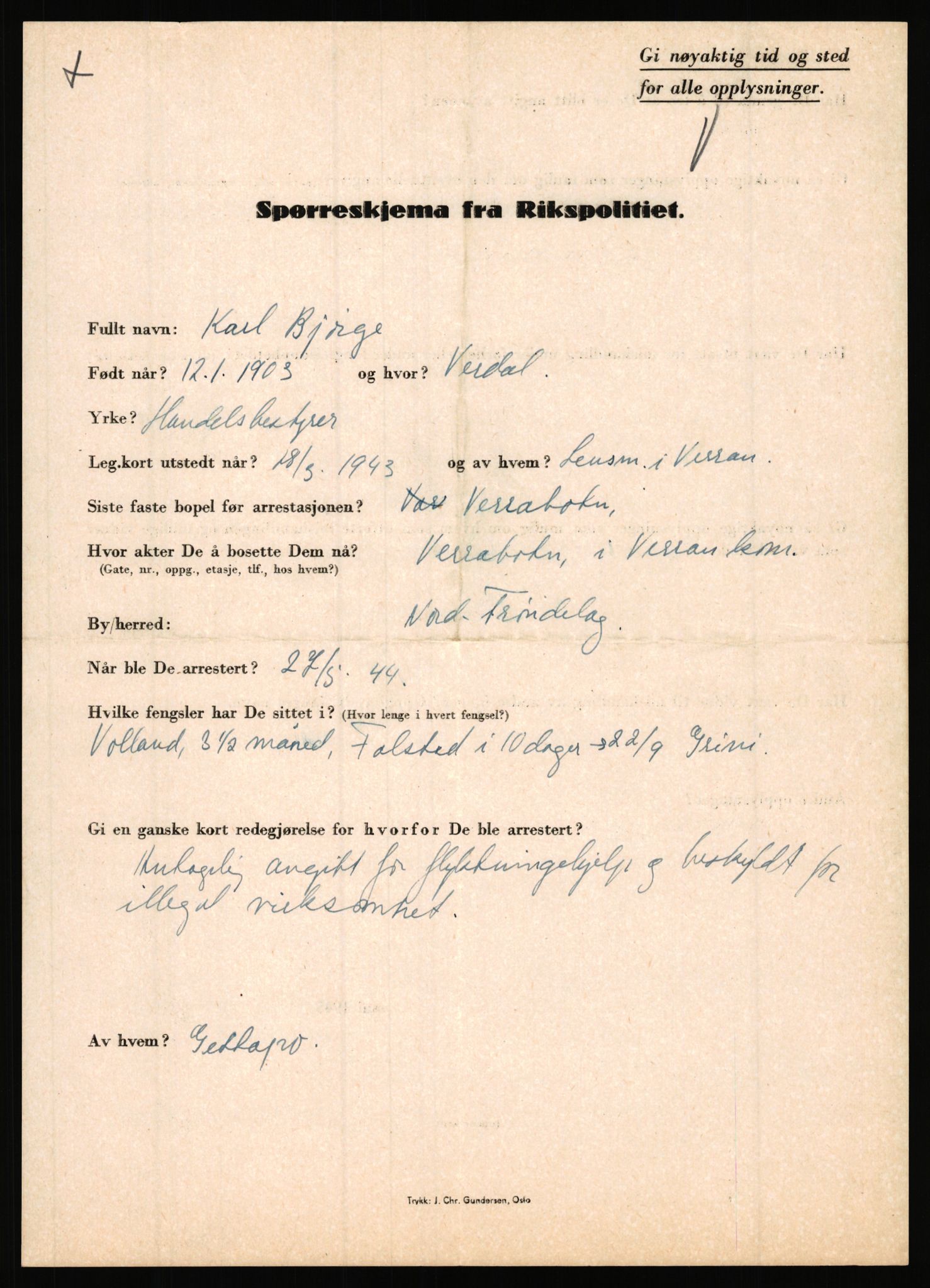 Rikspolitisjefen, AV/RA-S-1560/L/L0002: Berg, Alf - Bråthen, Thorleif, 1940-1945, p. 527