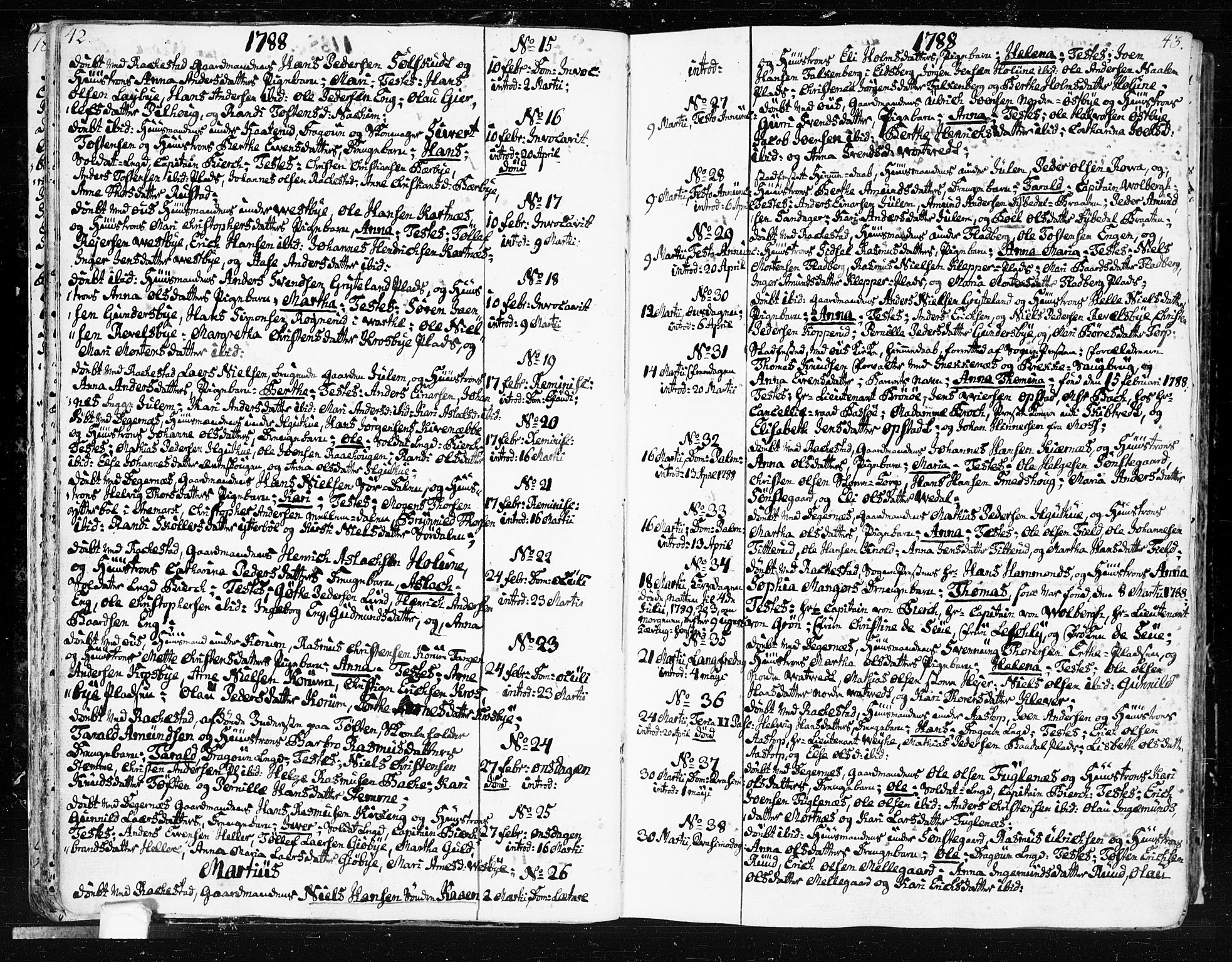 Rakkestad prestekontor Kirkebøker, AV/SAO-A-2008/F/Fa/L0005: Parish register (official) no. I 5, 1784-1814, p. 42-43