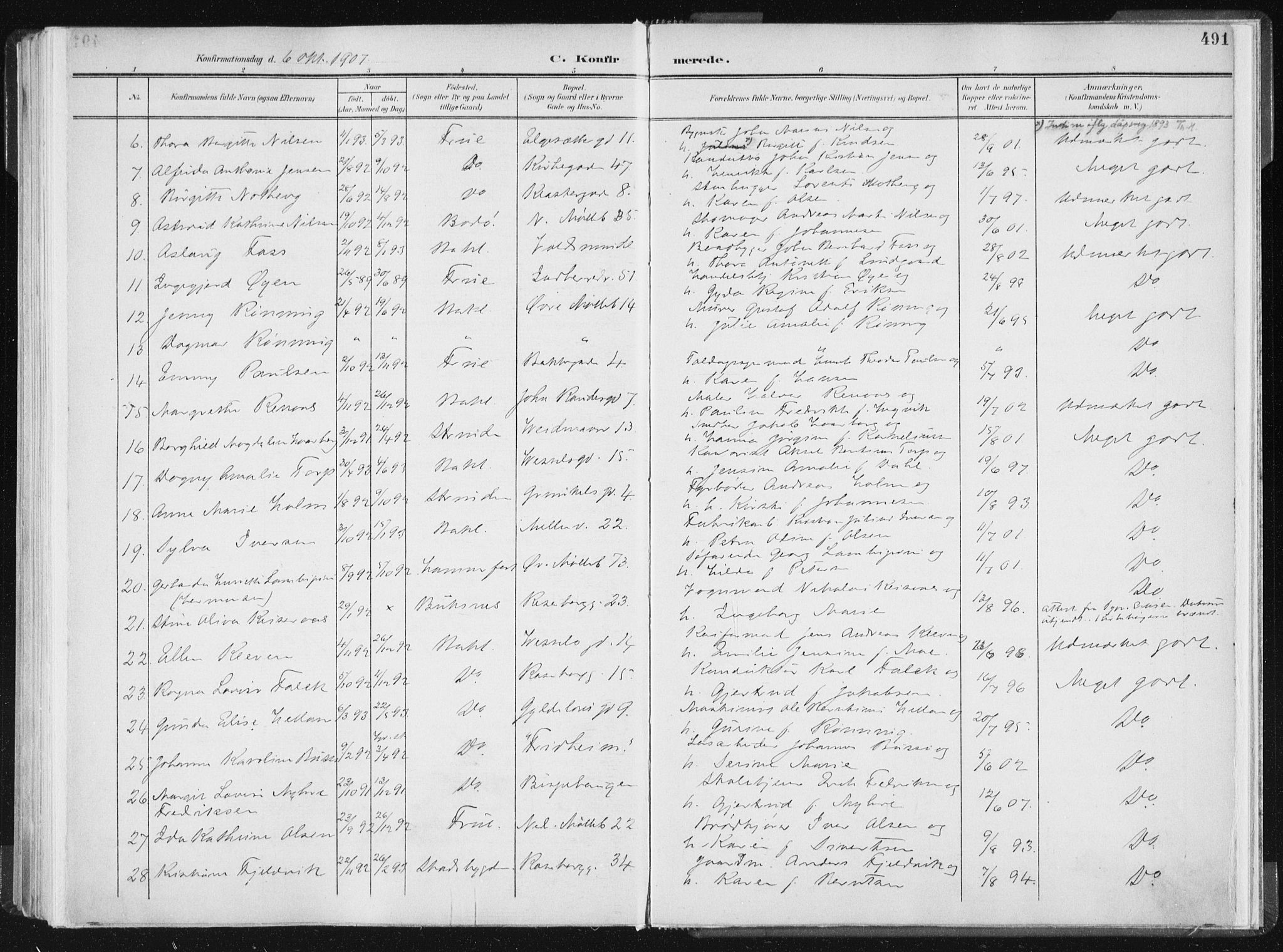 Ministerialprotokoller, klokkerbøker og fødselsregistre - Sør-Trøndelag, SAT/A-1456/604/L0200: Parish register (official) no. 604A20II, 1901-1908, p. 491