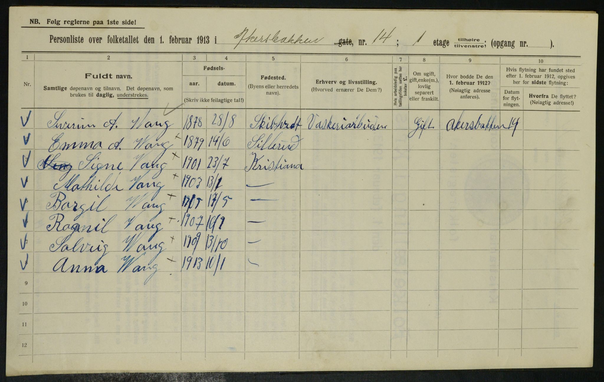 OBA, Municipal Census 1913 for Kristiania, 1913, p. 66