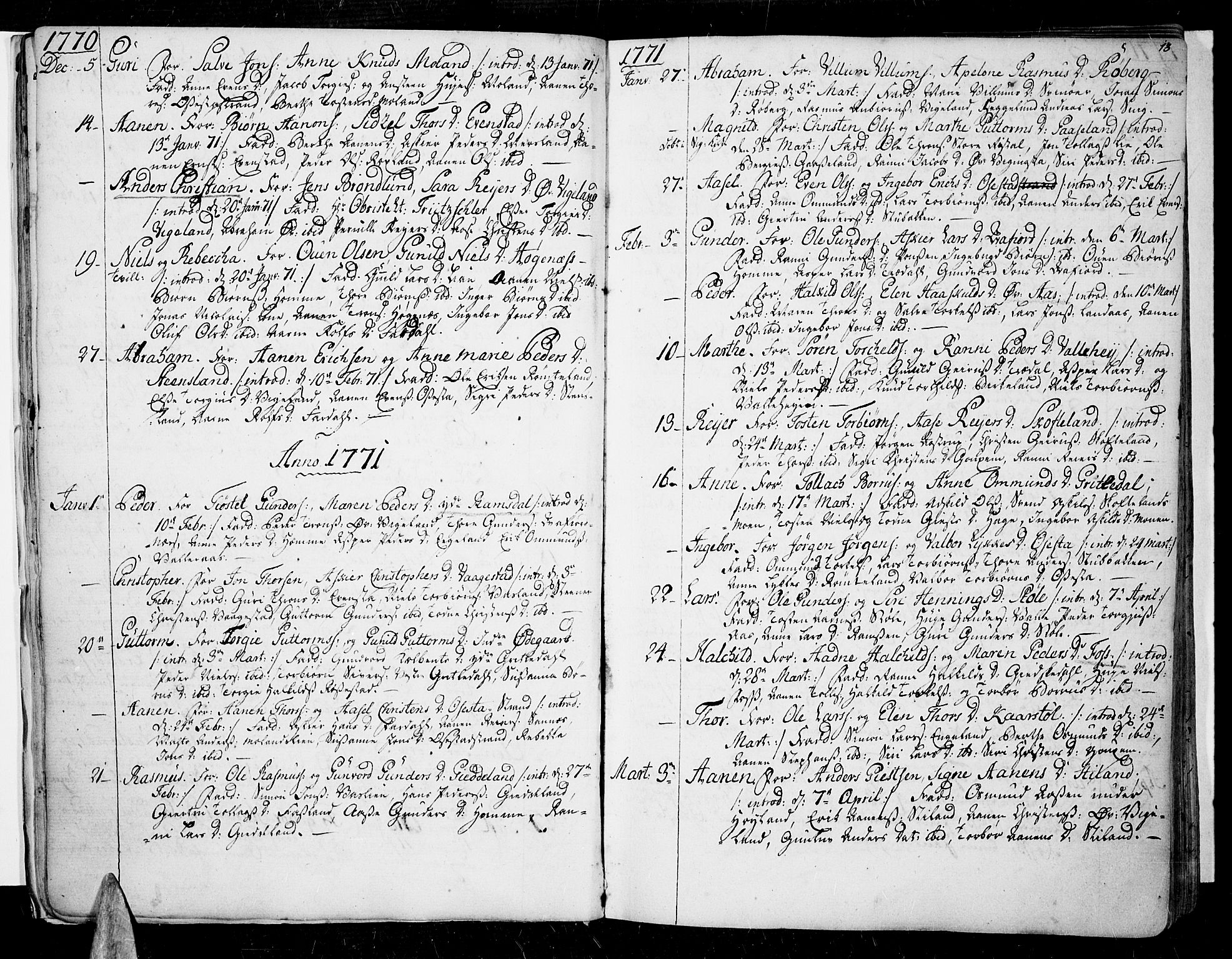 Sør-Audnedal sokneprestkontor, SAK/1111-0039/F/Fa/Fab/L0002: Parish register (official) no. A 2 /1, 1766-1815, p. 13
