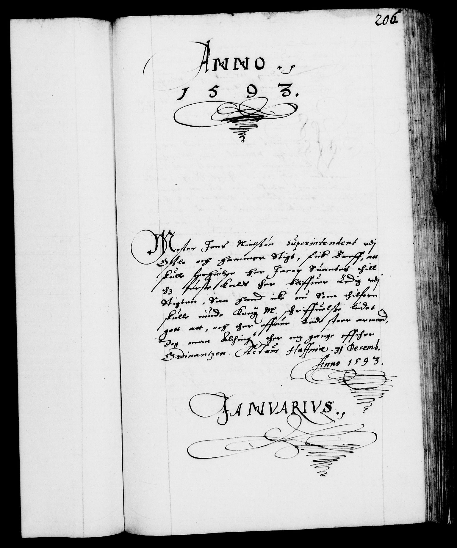 Danske Kanselli 1572-1799, RA/EA-3023/F/Fc/Fca/Fcab/L0002: Norske tegnelser (mikrofilm), 1588-1596, p. 206a