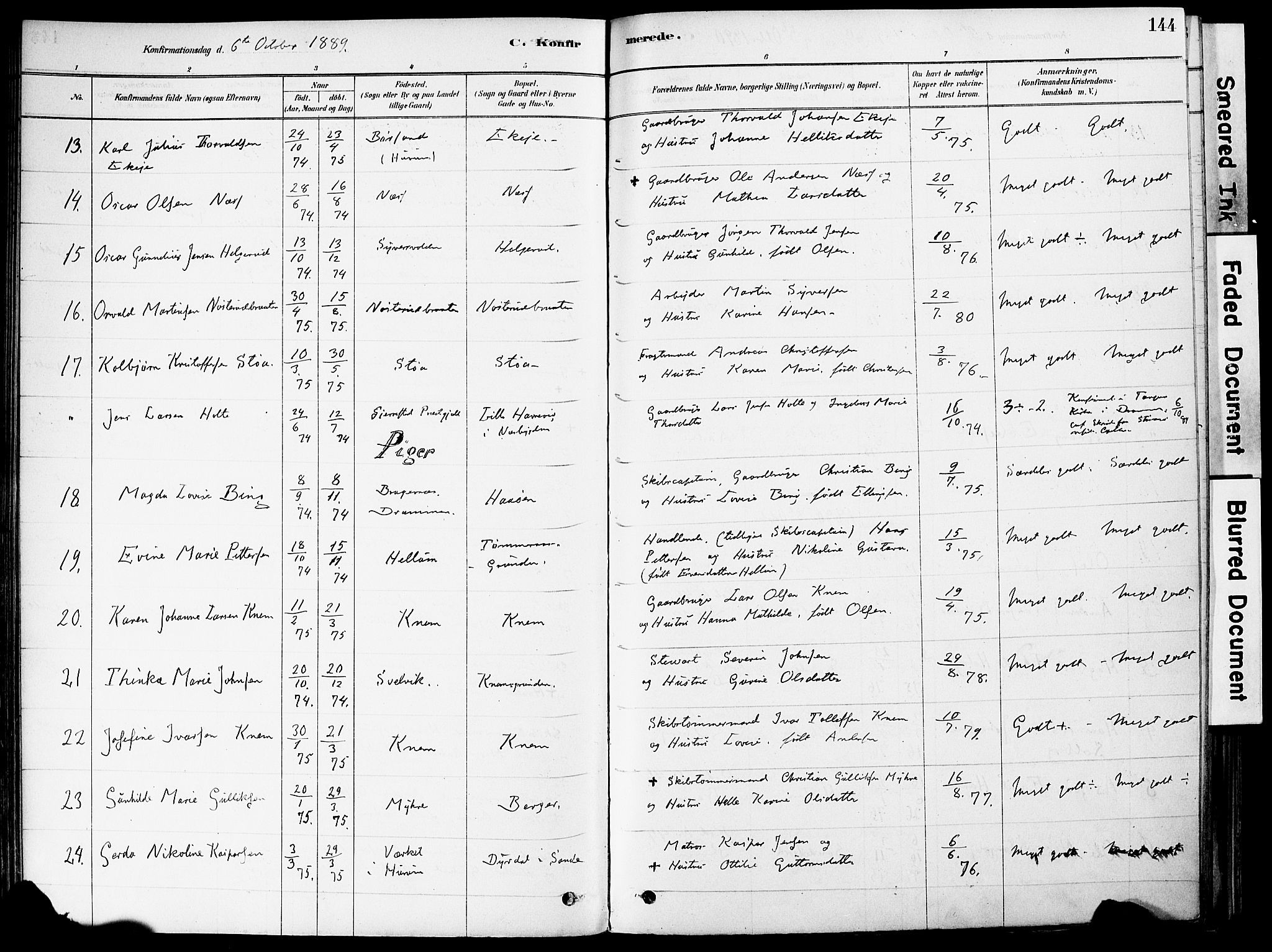 Strømm kirkebøker, AV/SAKO-A-322/F/Fa/L0004: Parish register (official) no. I 4, 1878-1899, p. 144