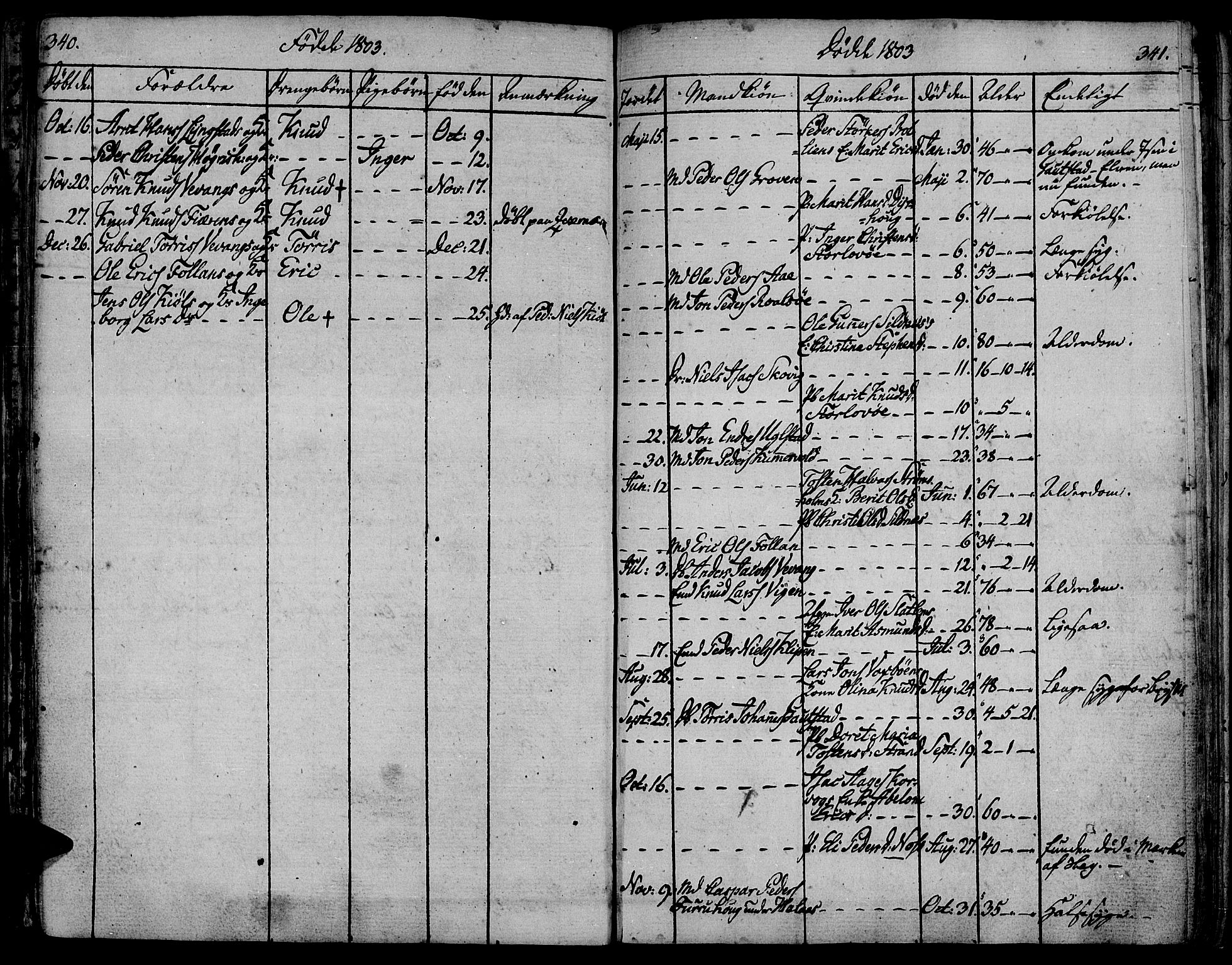 Ministerialprotokoller, klokkerbøker og fødselsregistre - Møre og Romsdal, AV/SAT-A-1454/570/L0830: Parish register (official) no. 570A04, 1789-1819, p. 340-341