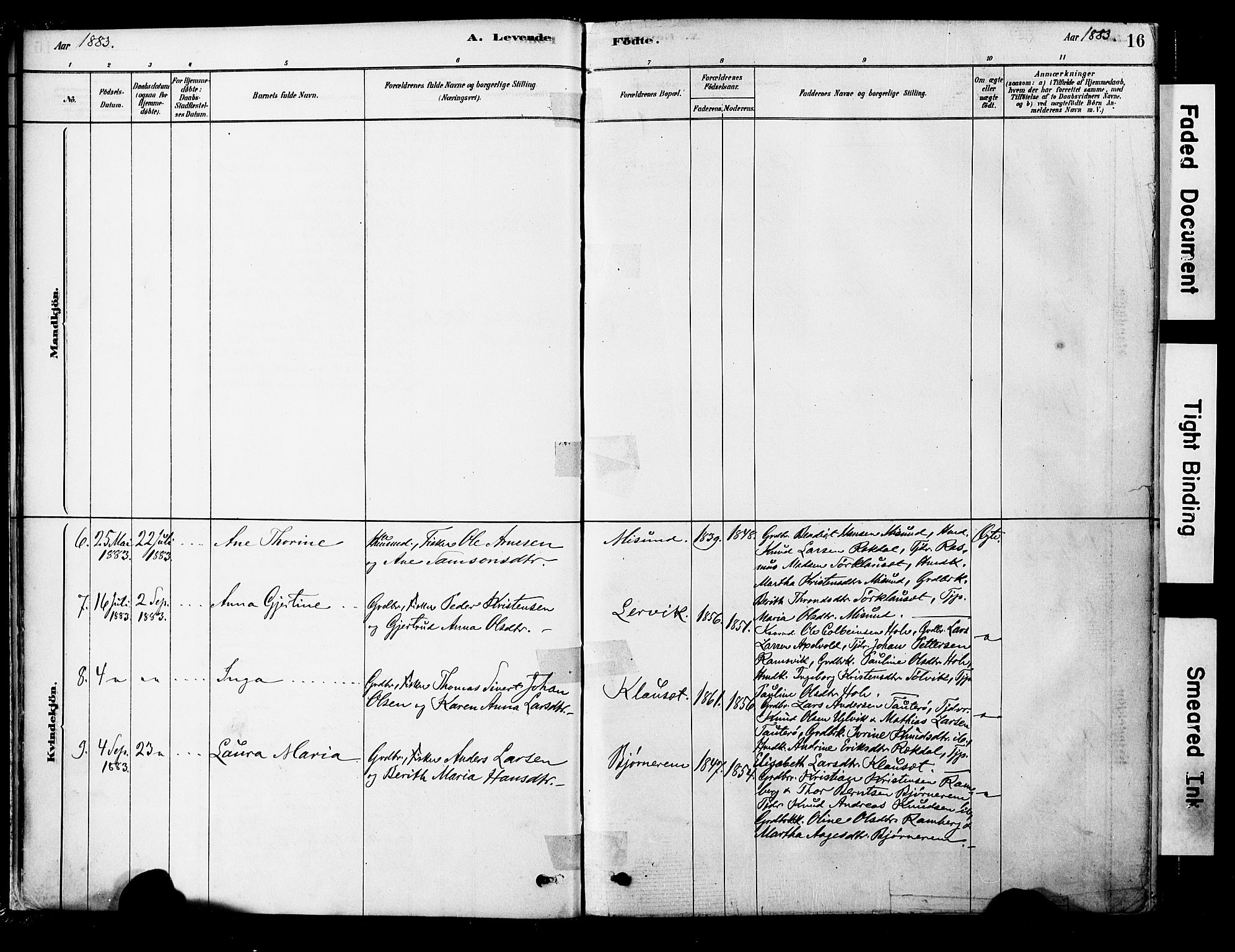 Ministerialprotokoller, klokkerbøker og fødselsregistre - Møre og Romsdal, AV/SAT-A-1454/563/L0736: Parish register (official) no. 563A01, 1878-1903, p. 16