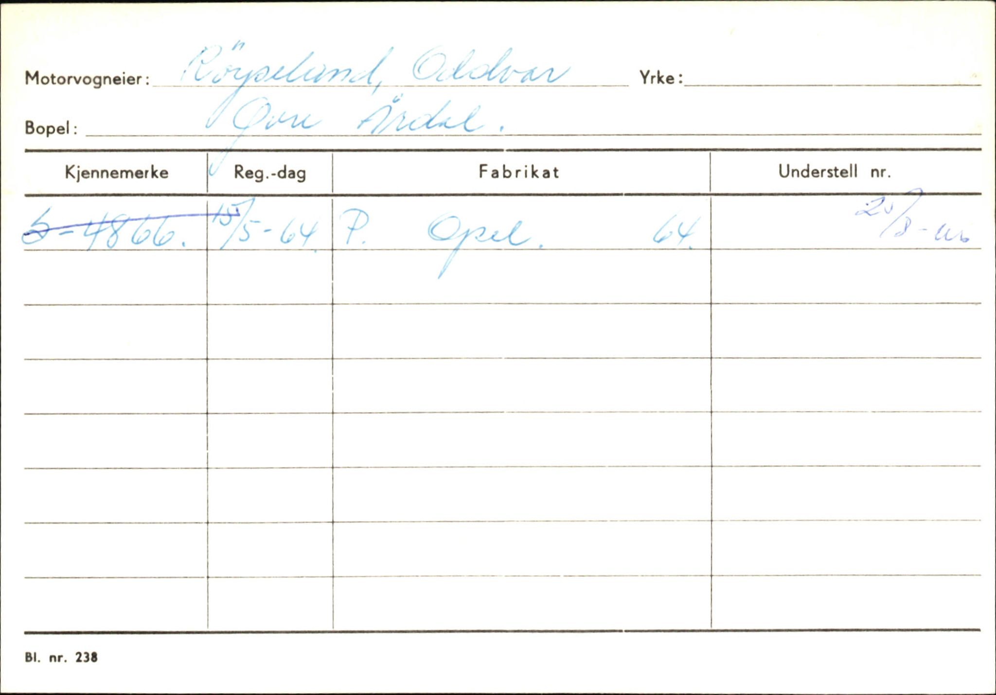 Statens vegvesen, Sogn og Fjordane vegkontor, AV/SAB-A-5301/4/F/L0146: Registerkort Årdal R-Å samt diverse kort, 1945-1975, p. 154