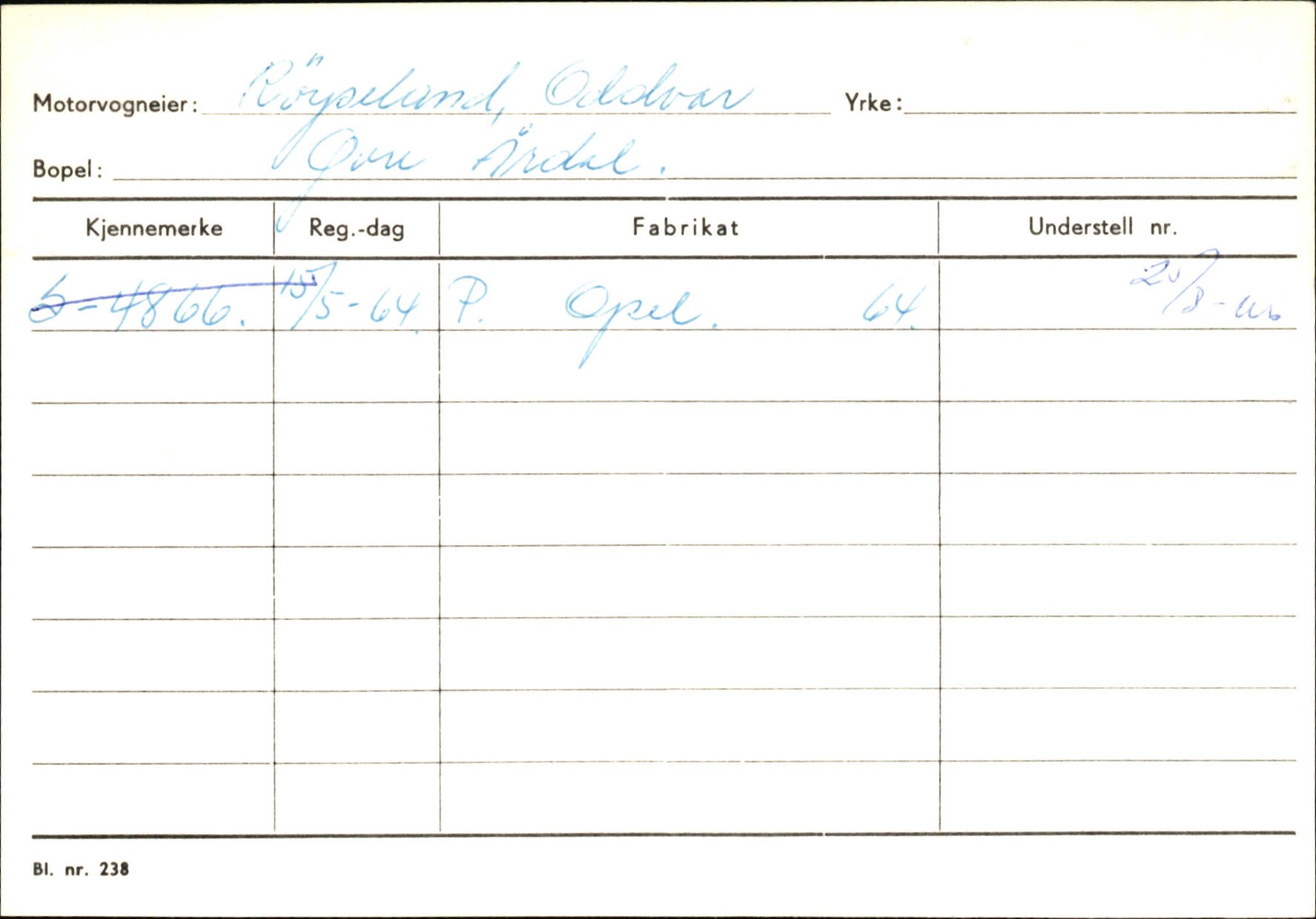 Statens vegvesen, Sogn og Fjordane vegkontor, SAB/A-5301/4/F/L0146: Registerkort Årdal R-Å samt diverse kort, 1945-1975, p. 154