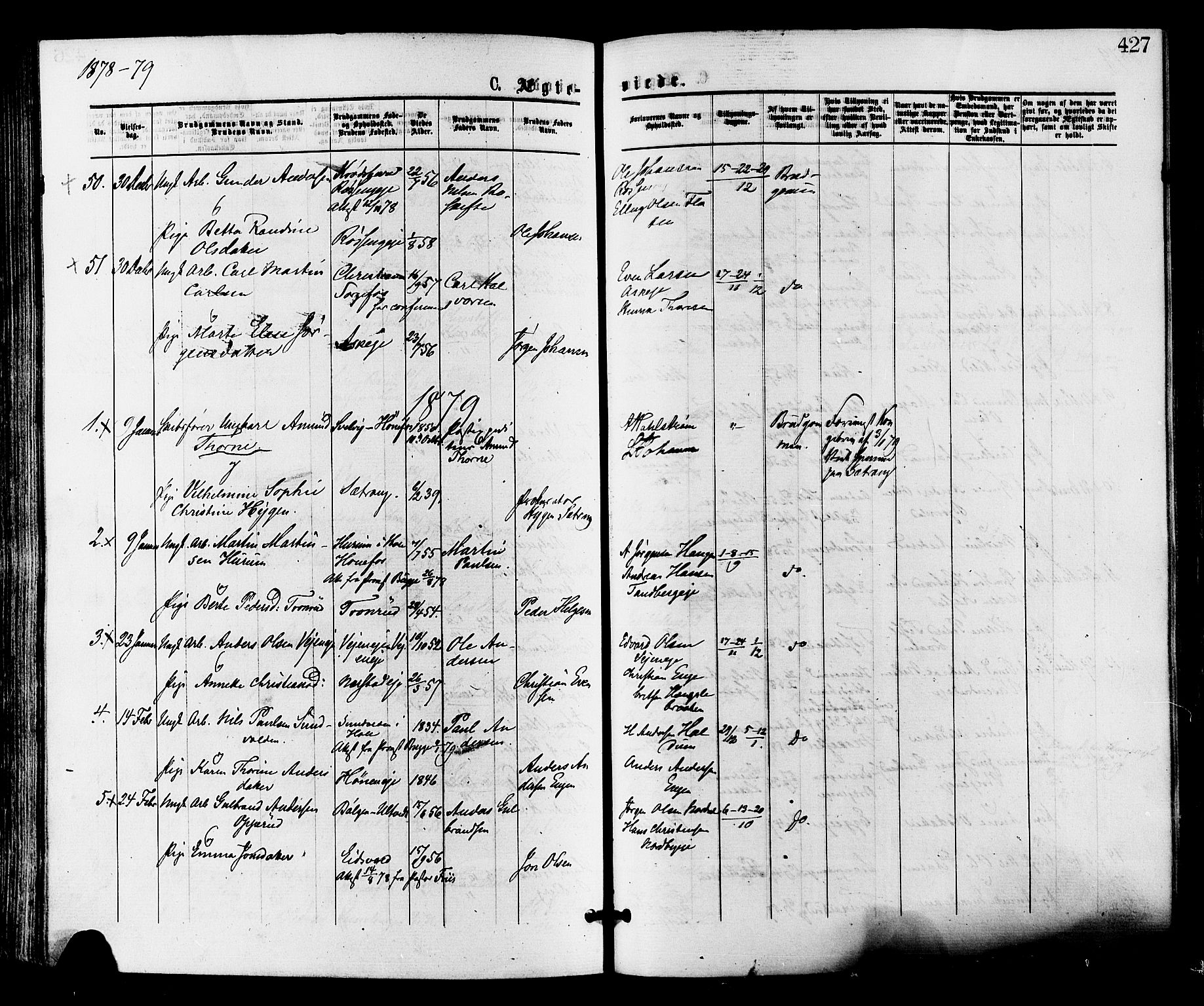 Norderhov kirkebøker, AV/SAKO-A-237/F/Fa/L0015: Parish register (official) no. 15, 1875-1884, p. 427