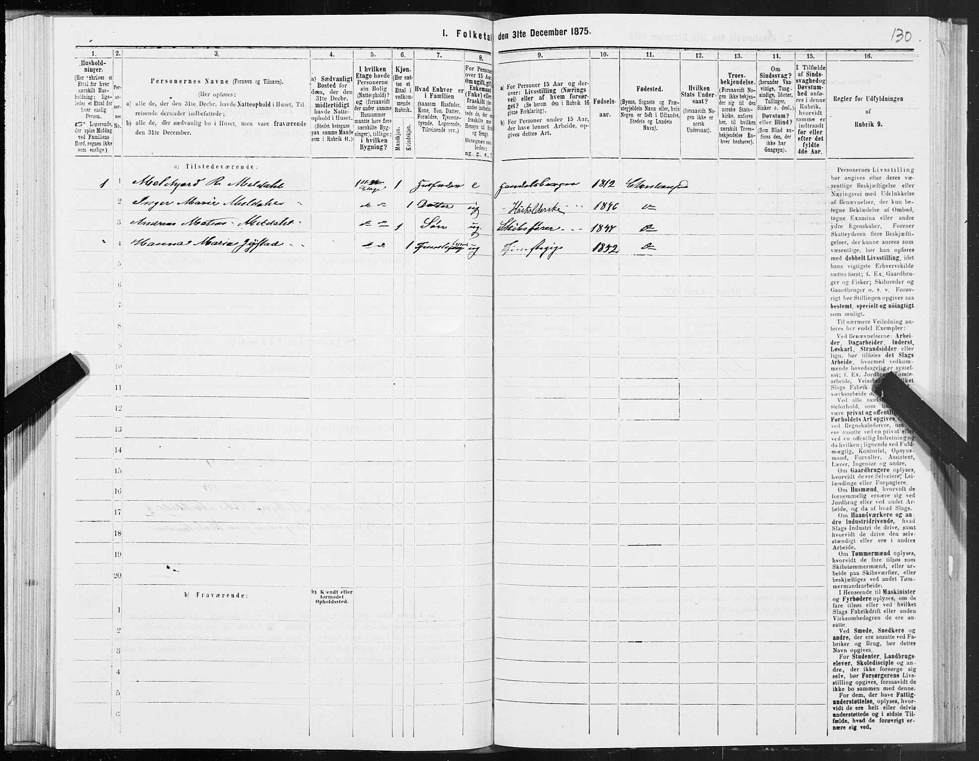 SAT, 1875 census for 1503B Kristiansund/Kristiansund, 1875, p. 2130
