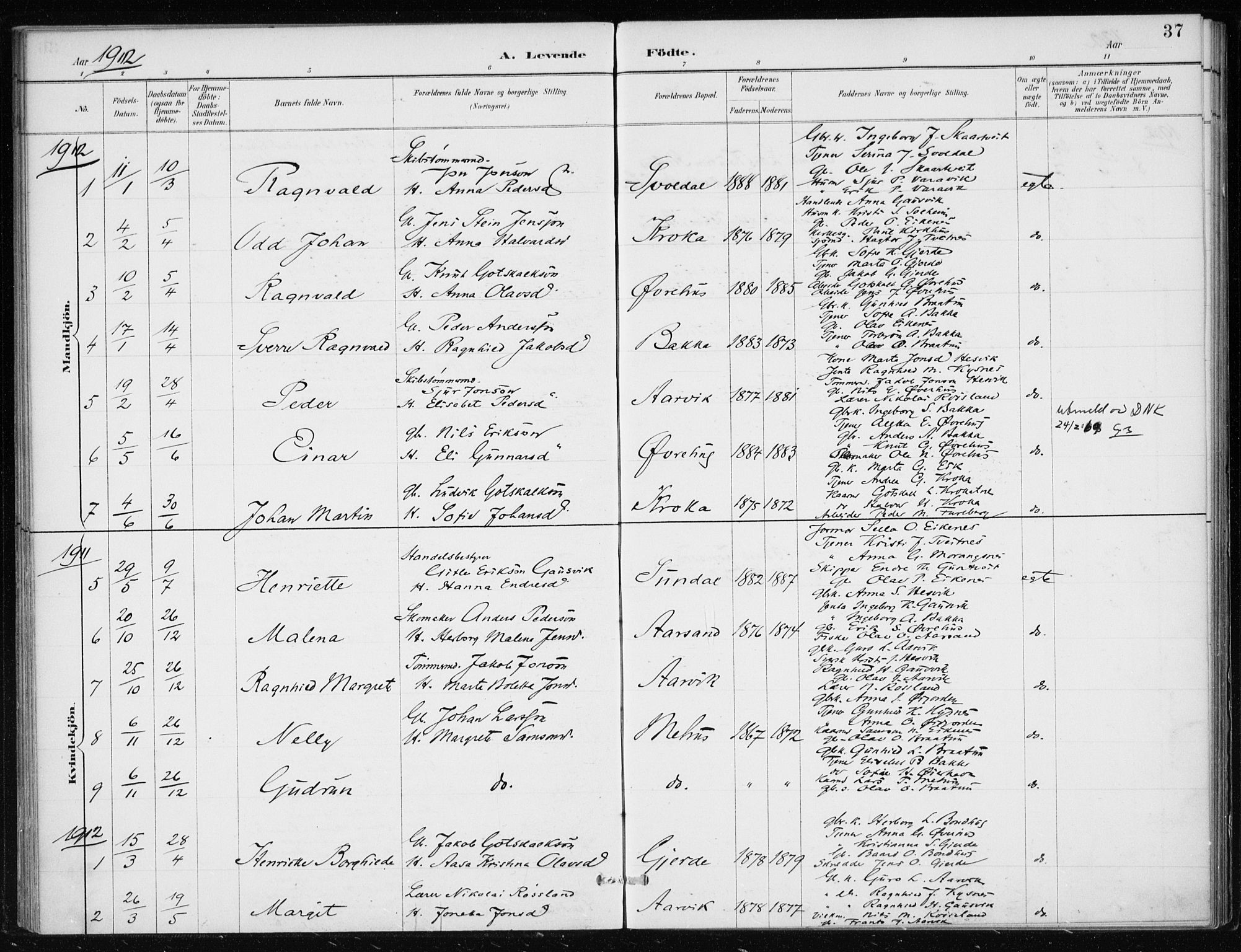 Kvinnherad sokneprestembete, SAB/A-76401/H/Haa: Parish register (official) no. F 1, 1887-1912, p. 37