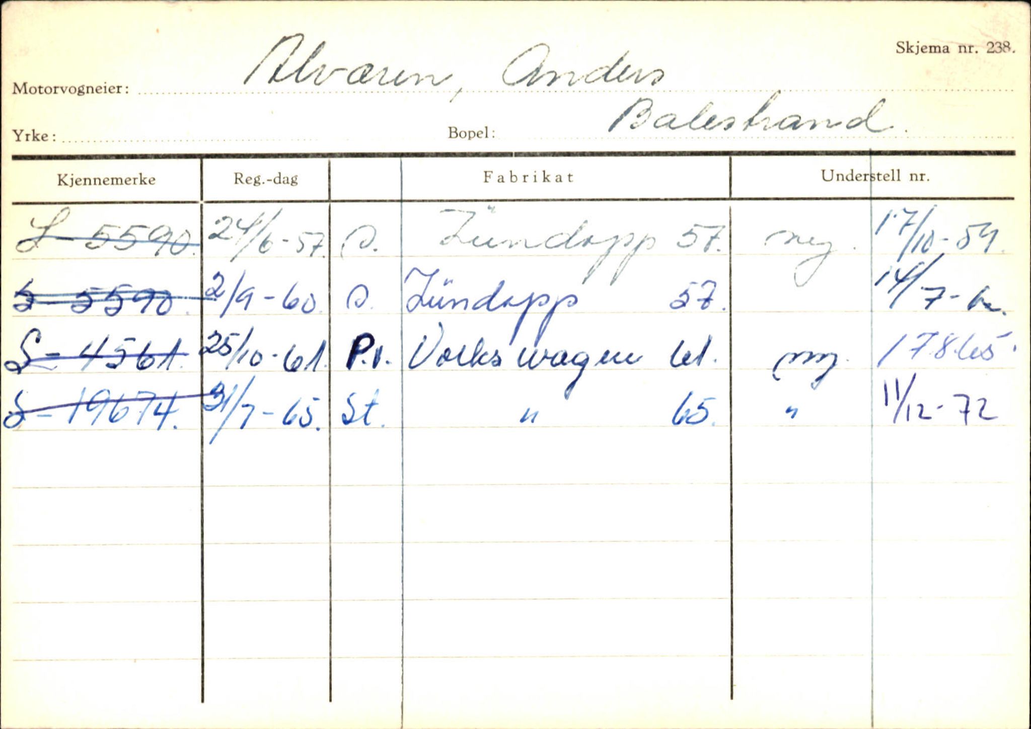 Statens vegvesen, Sogn og Fjordane vegkontor, SAB/A-5301/4/F/L0132: Eigarregister Askvoll A-Å. Balestrand A-Å, 1945-1975, p. 1528