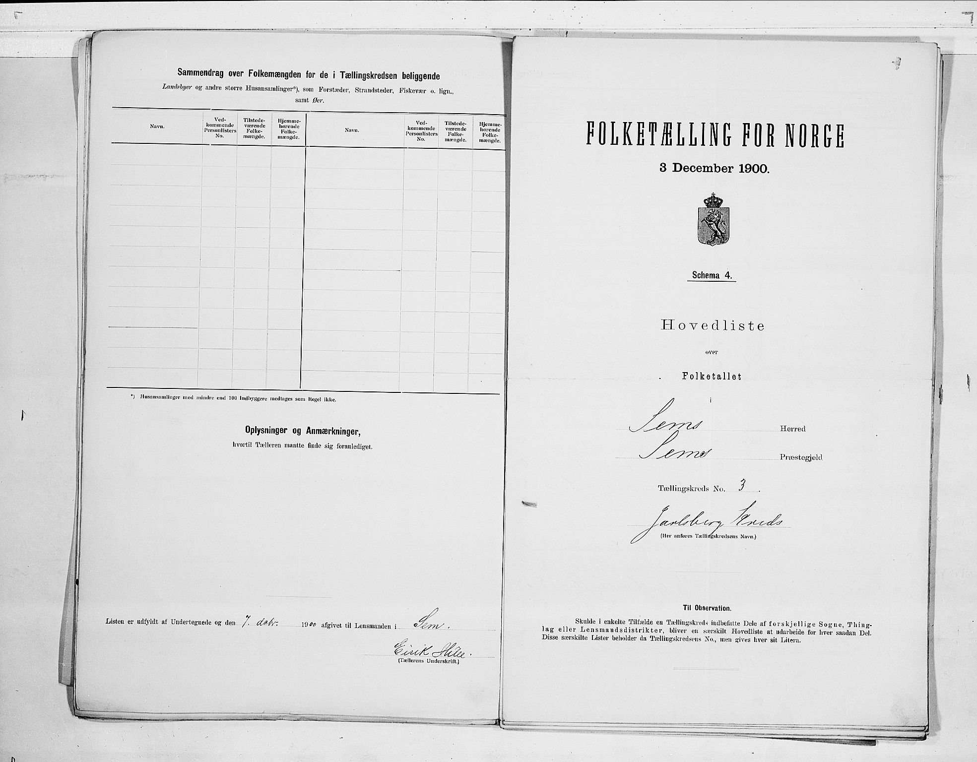 RA, 1900 census for Sem, 1900, p. 8