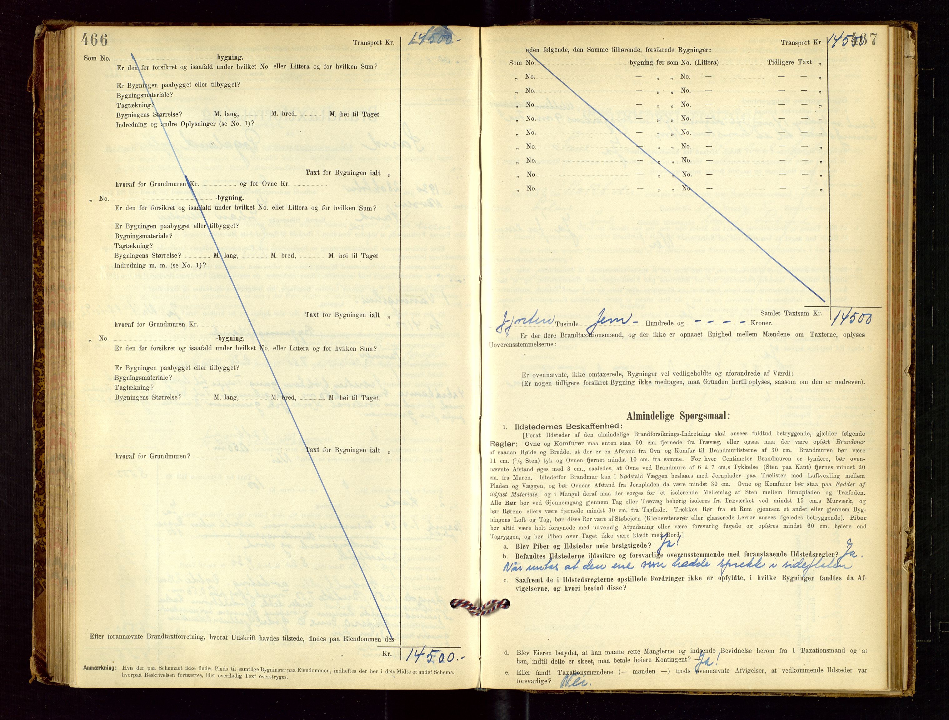 Sand lensmannskontor, AV/SAST-A-100415/Goc/L0001: "Brandtaxationsprotokol", 1895-1935, p. 466-467