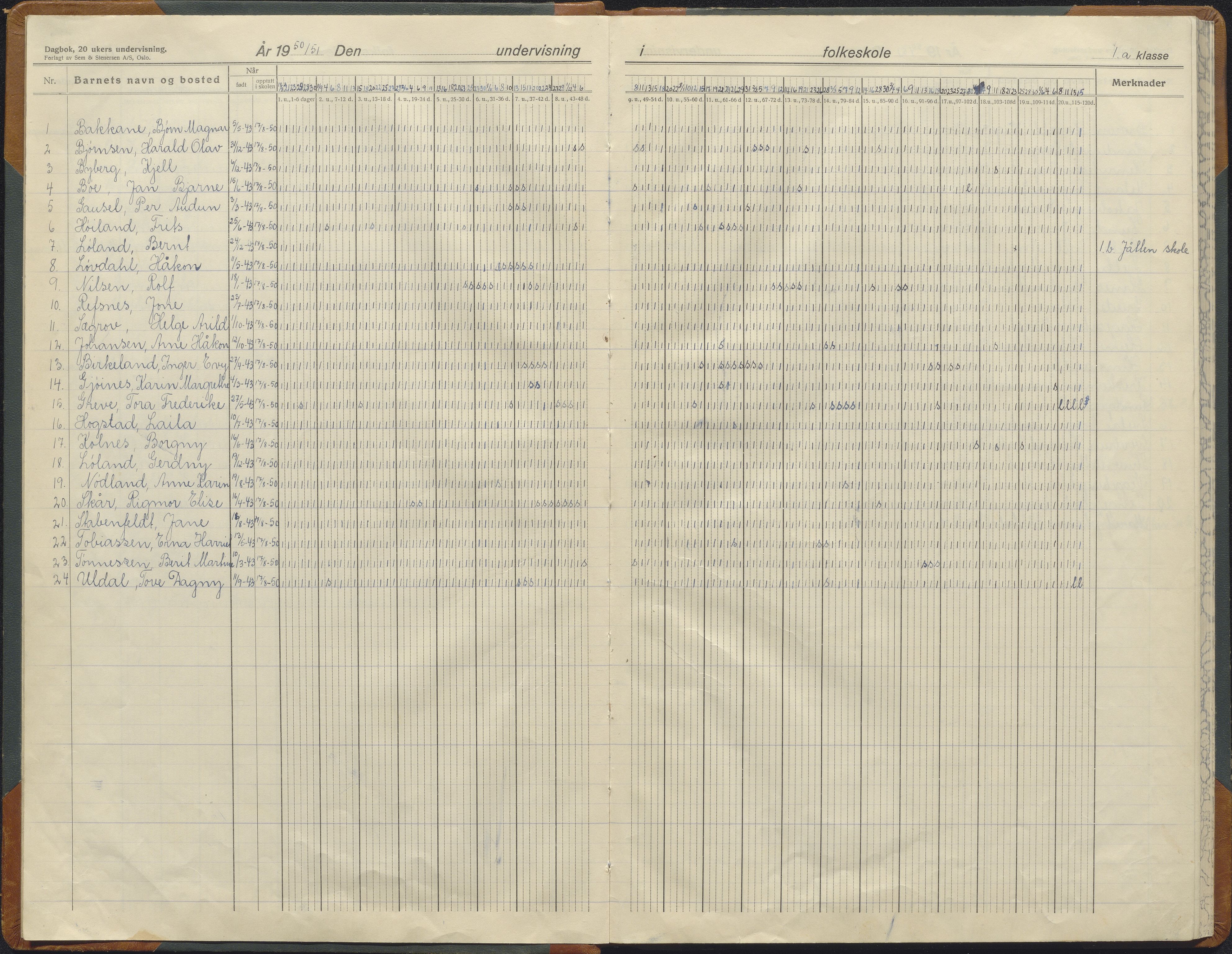 Hetland kommune. Jåtten skole, BYST/A-0148/G/Ga/L0013: Dagbok , 1949-1959