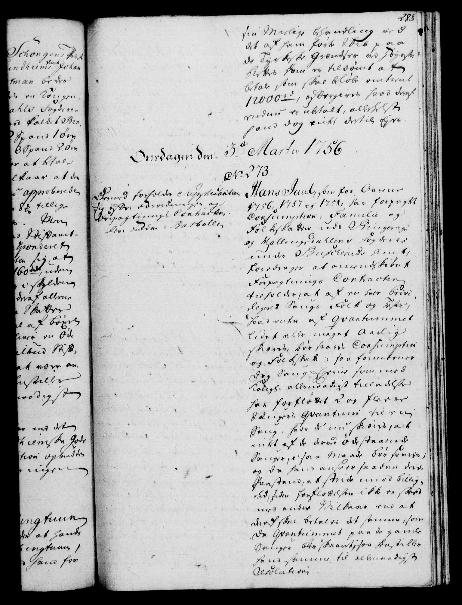 Rentekammeret, Kammerkanselliet, RA/EA-3111/G/Gh/Gha/L0033: Norsk ekstraktmemorialprotokoll (merket RK 53.78), 1755-1756, p. 283