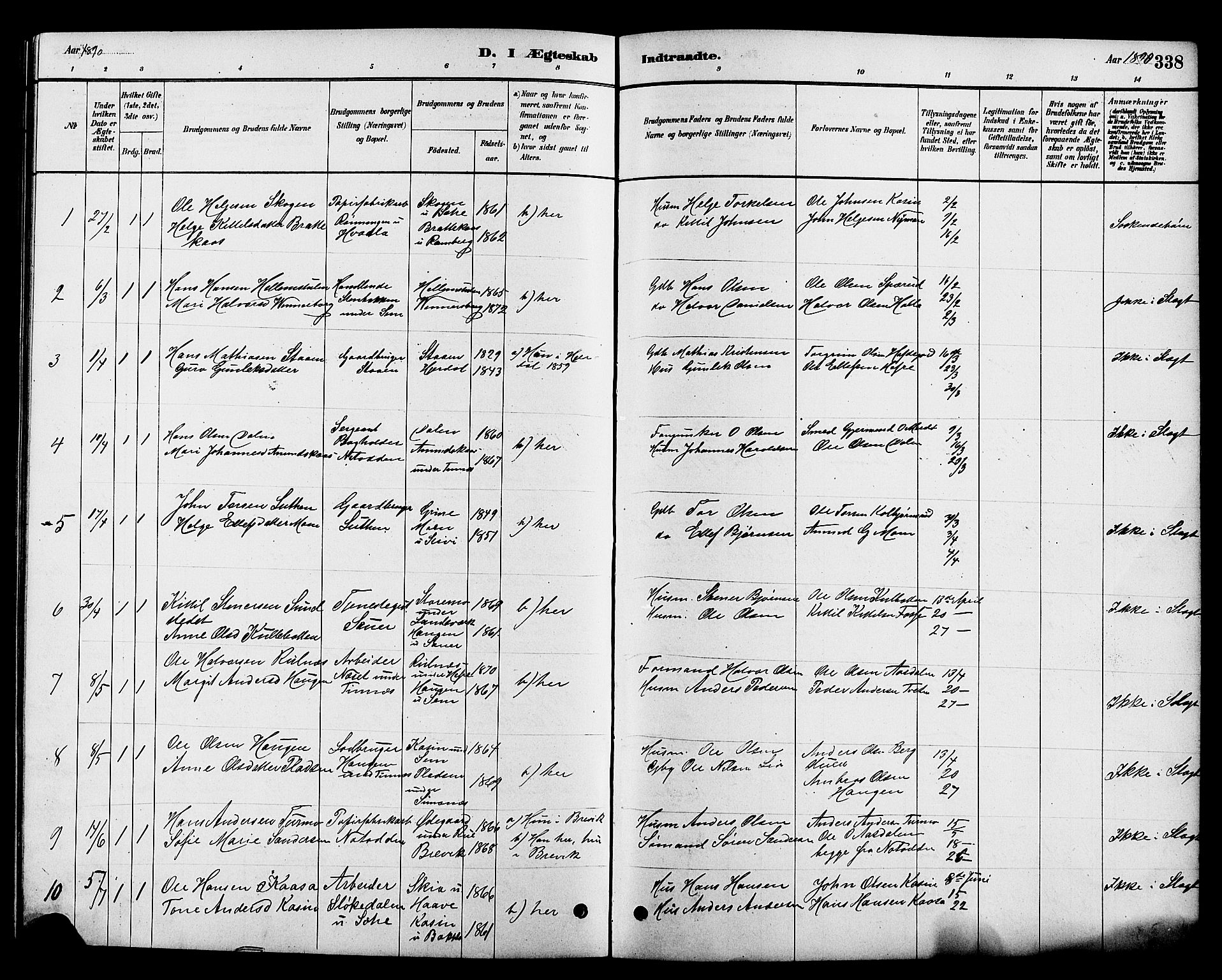 Heddal kirkebøker, SAKO/A-268/G/Ga/L0002: Parish register (copy) no. I 2, 1879-1908, p. 338