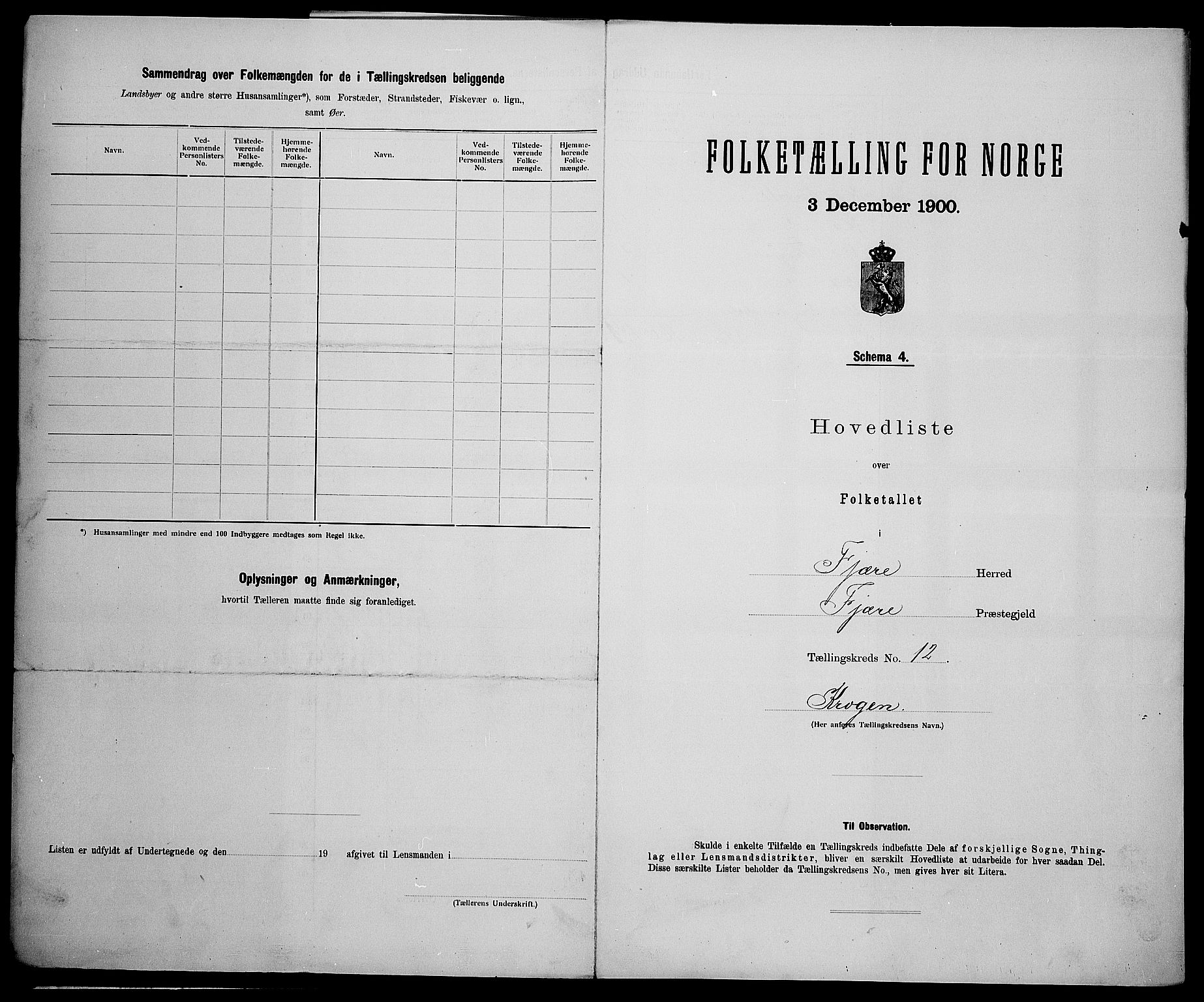 SAK, 1900 census for Fjære, 1900, p. 47