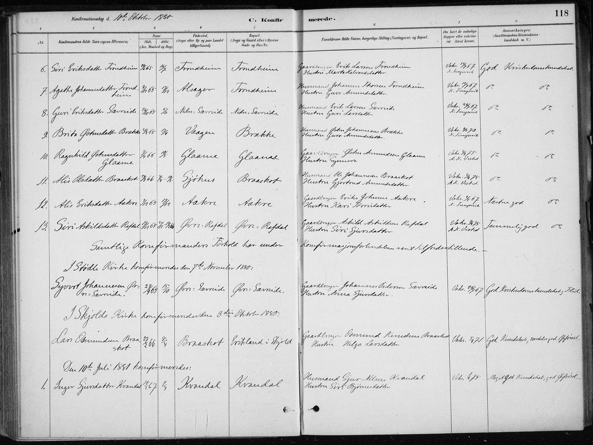 Skånevik sokneprestembete, AV/SAB-A-77801/H/Haa: Parish register (official) no. E  1, 1879-1901, p. 118