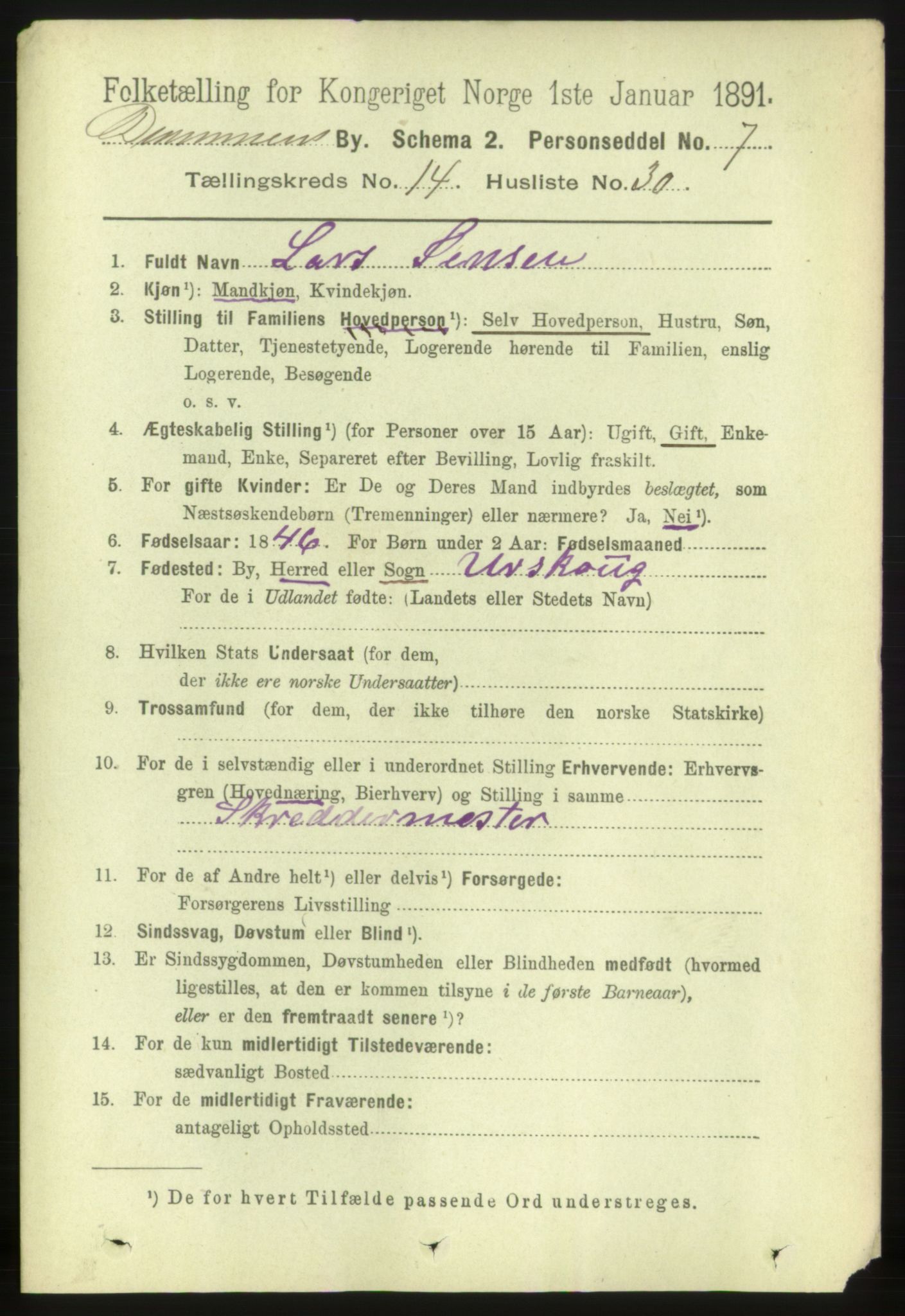 RA, 1891 census for 0602 Drammen, 1891, p. 10415