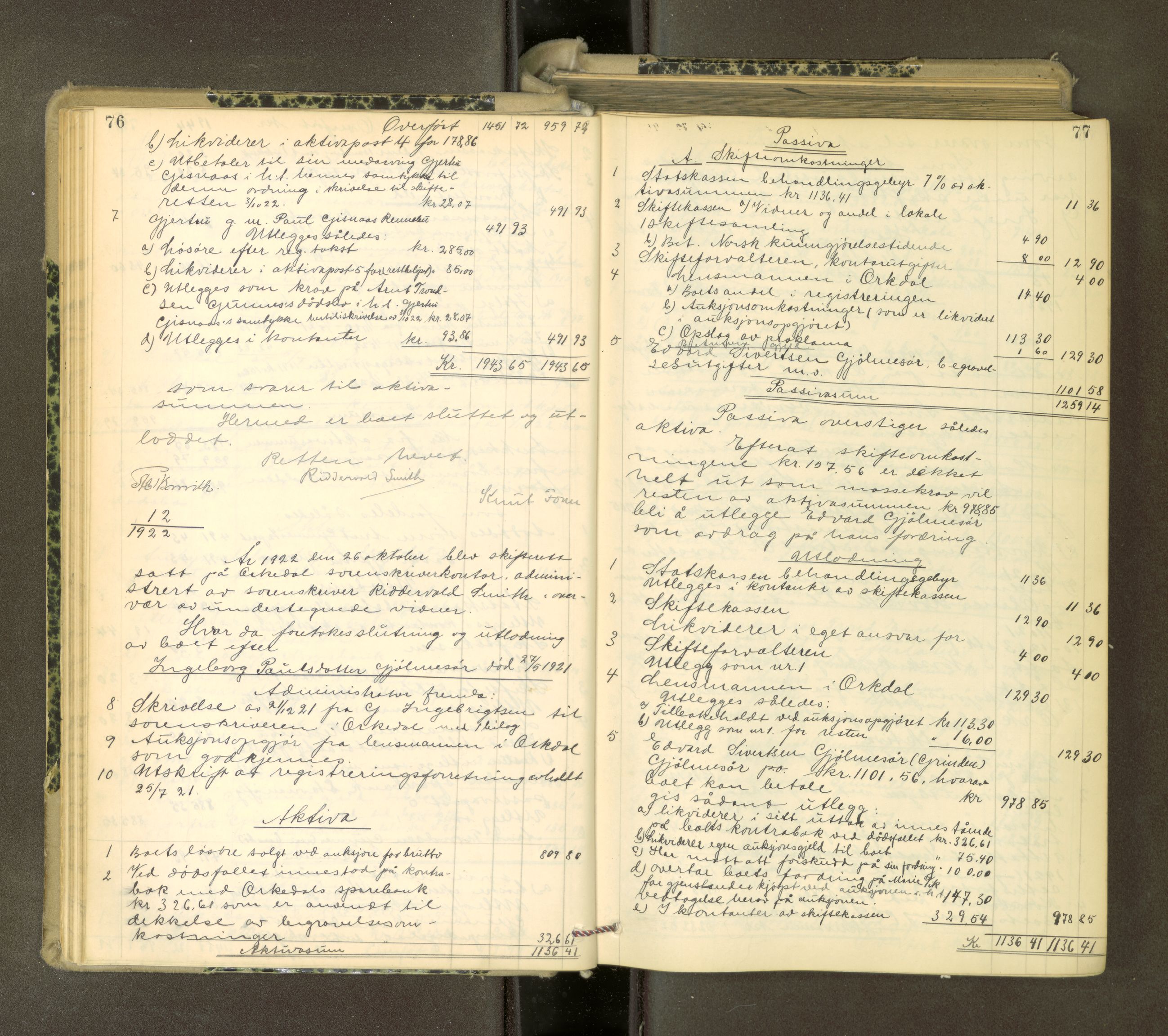 Orkdal sorenskriveri, AV/SAT-A-4169/1/3/3Aa/L0017: Skifteprotokoller, 1921-1929, p. 76-77