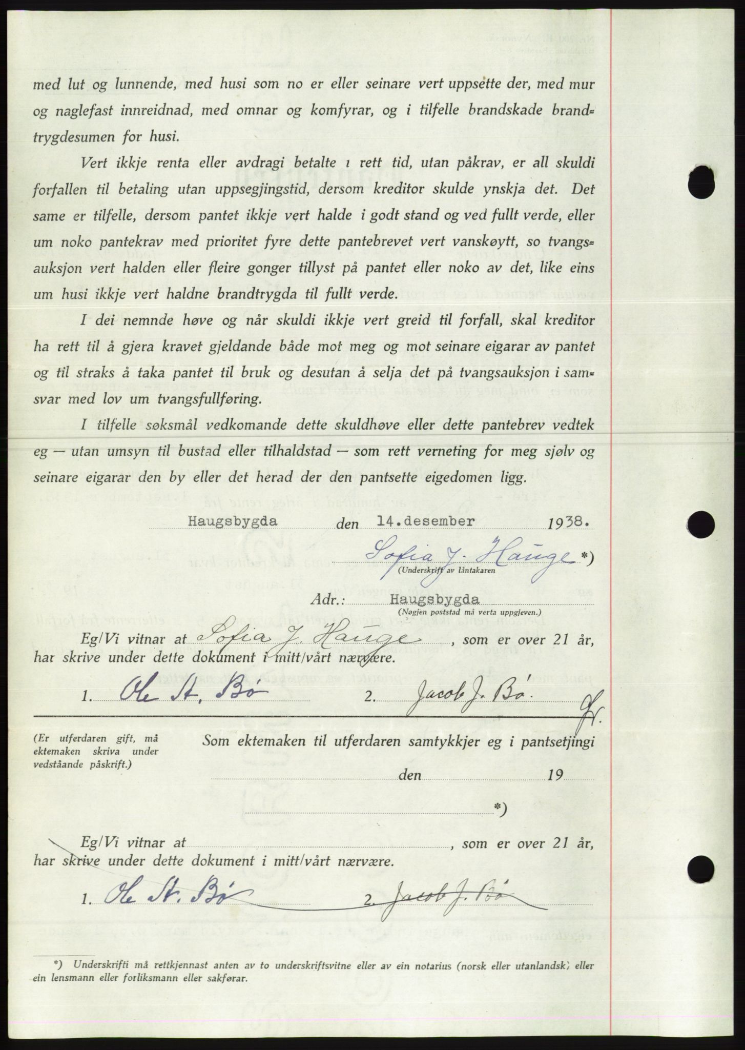 Søre Sunnmøre sorenskriveri, AV/SAT-A-4122/1/2/2C/L0067: Mortgage book no. 61, 1938-1939, Diary no: : 1798/1938