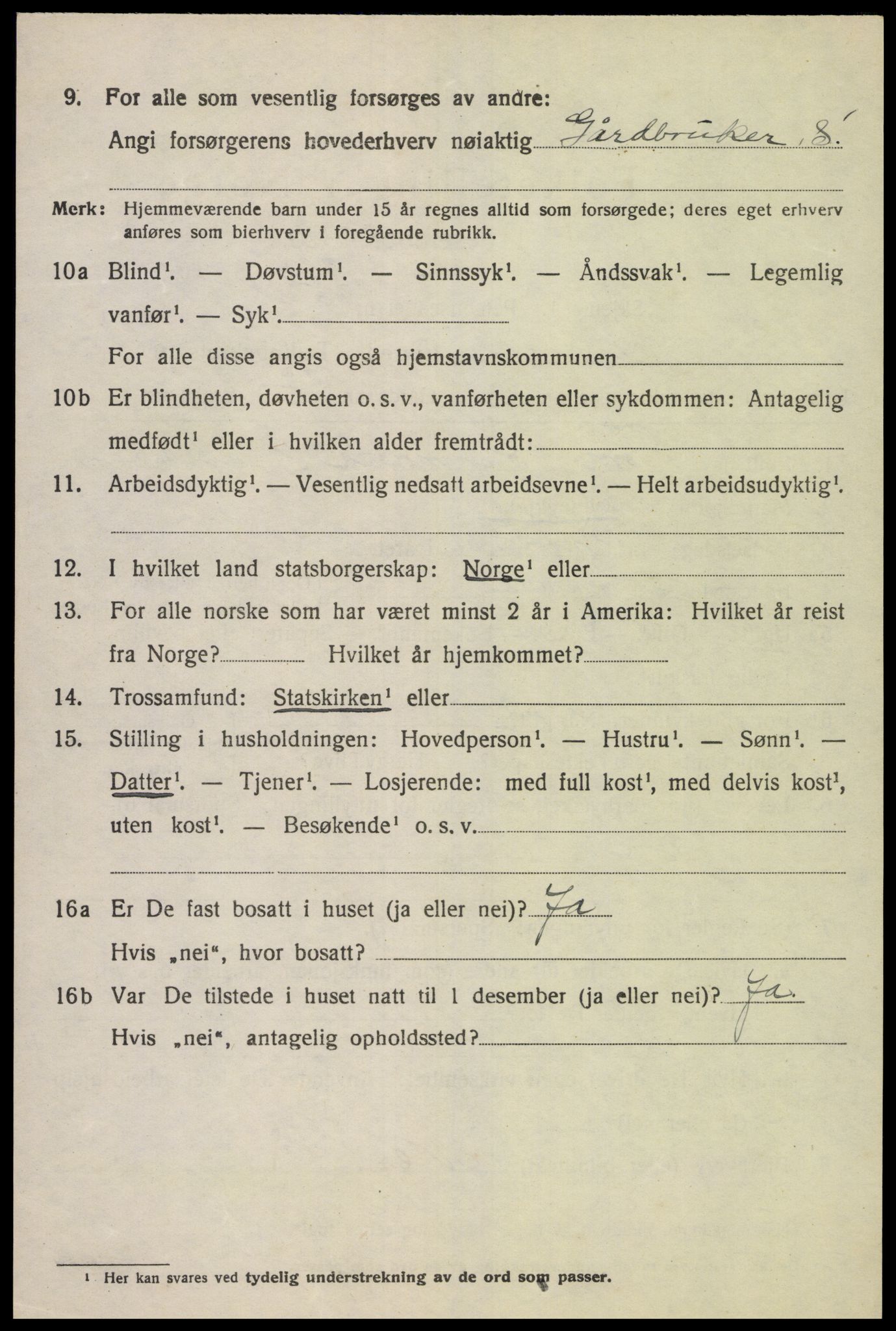 SAK, 1920 census for Lyngdal, 1920, p. 3934